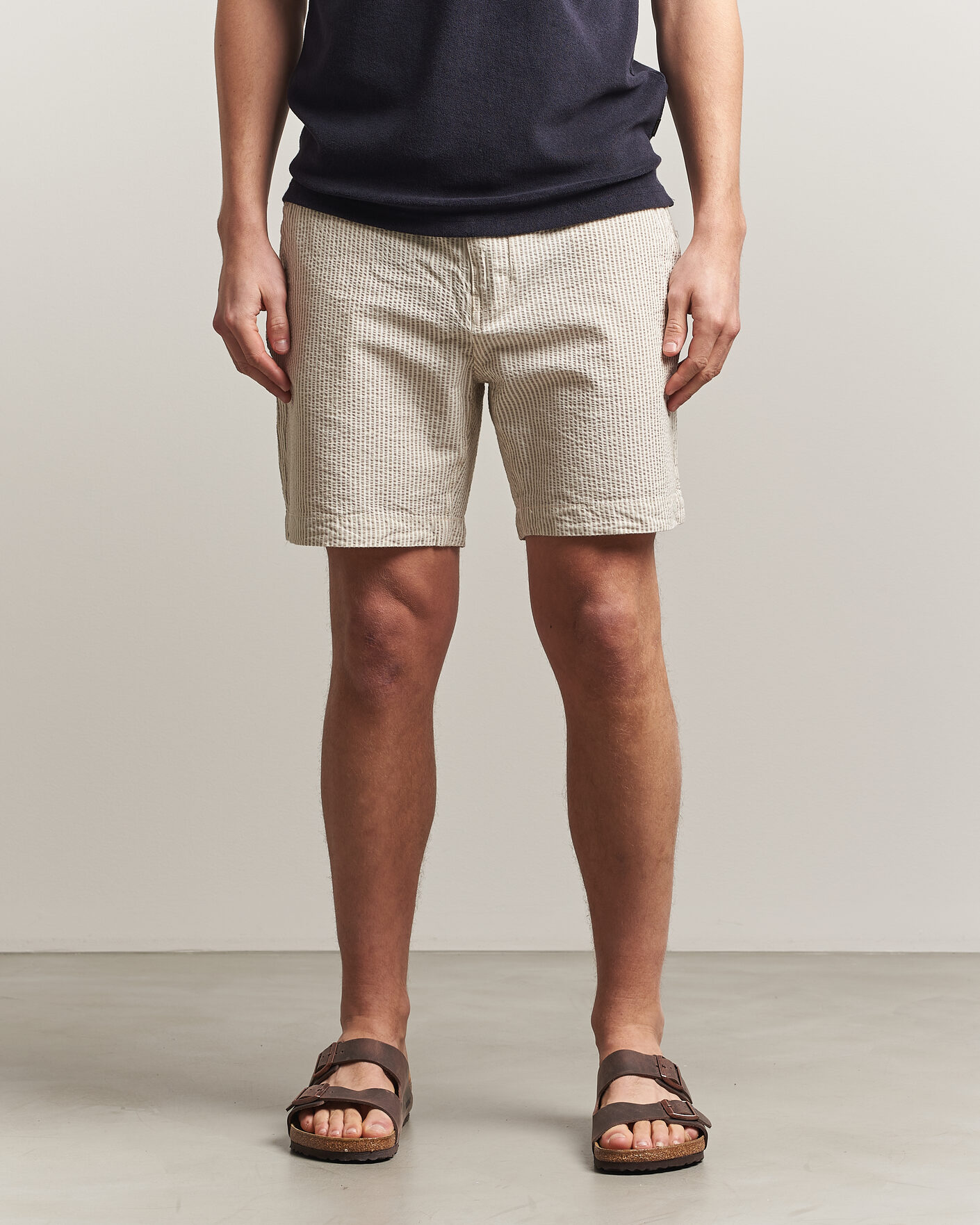 Herr | Shorts | Morris | Fenix Seersucker Shorts Khaki