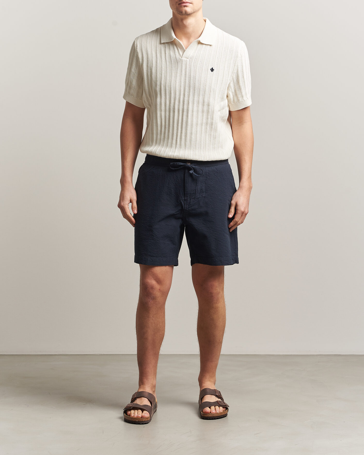 Herr | Shorts | Morris | Fenix Seersucker Shorts Dark Blue