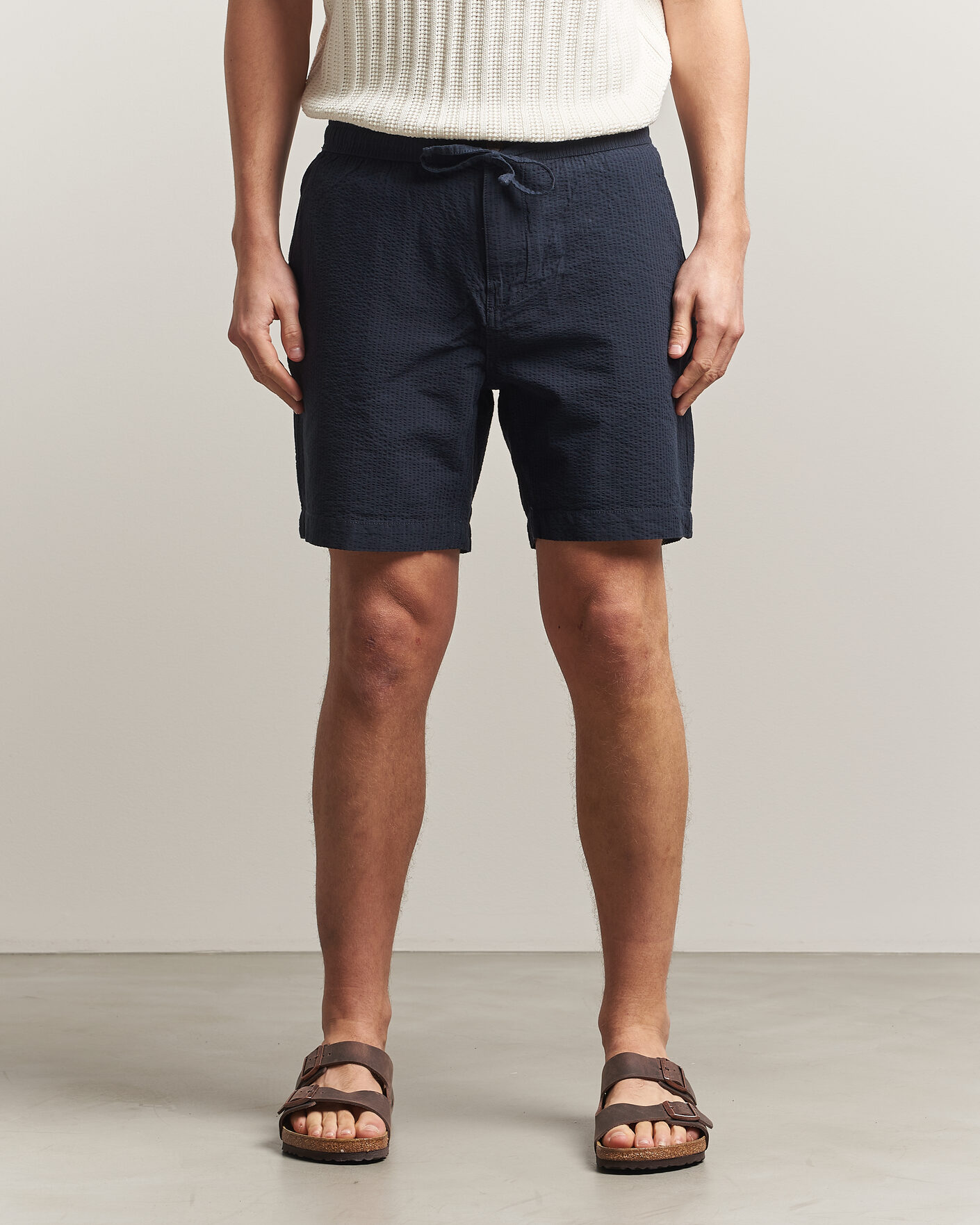 Herr | Shorts | Morris | Fenix Seersucker Shorts Dark Blue