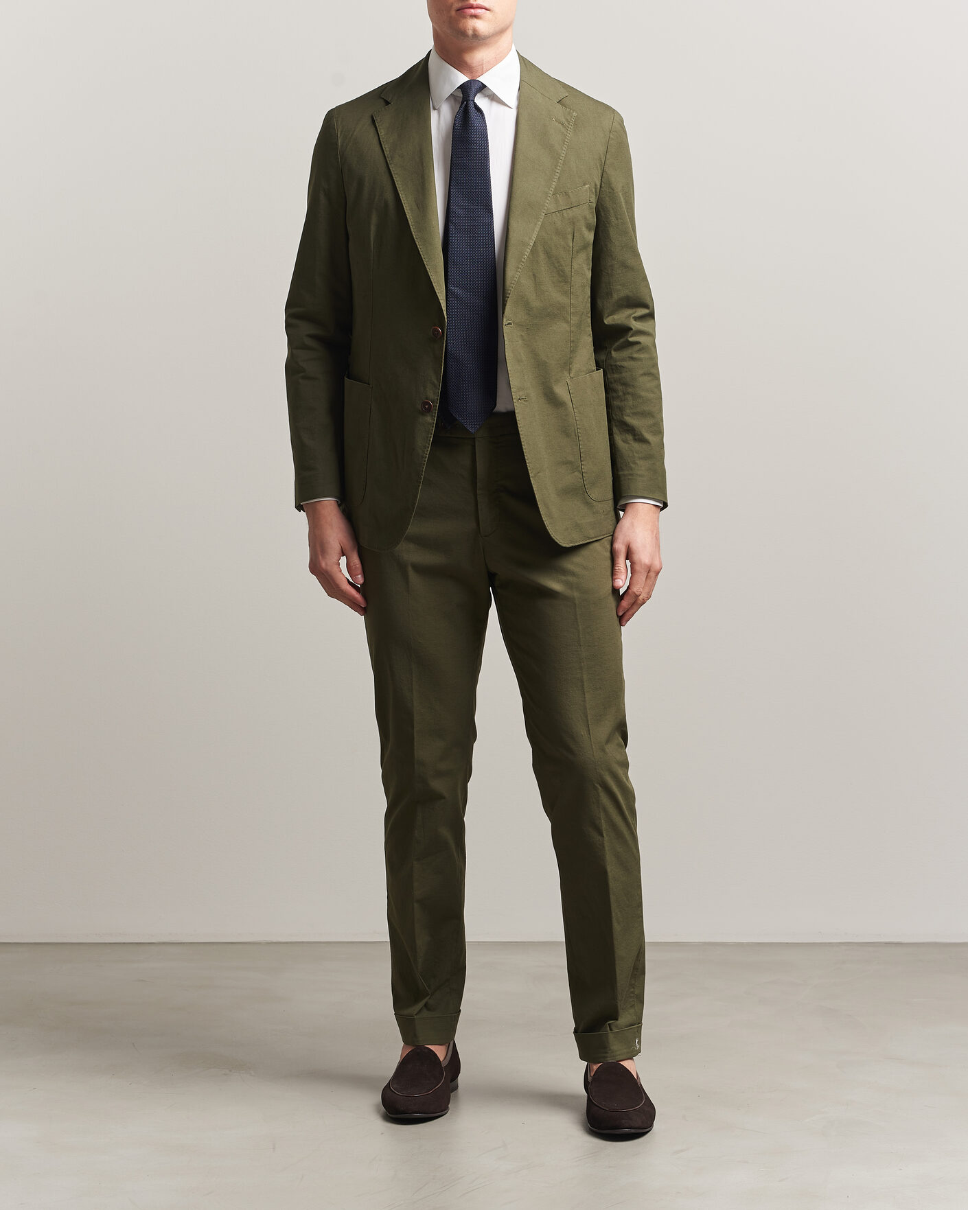 Herr | Kavajer | Morris | Washed Cotton Suit Blazer Olive