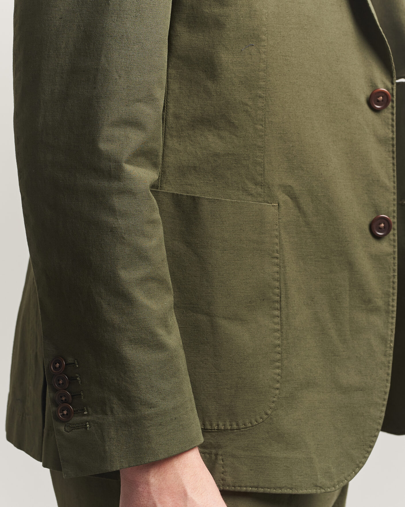 Herr | Kavajer | Morris | Washed Cotton Suit Blazer Olive