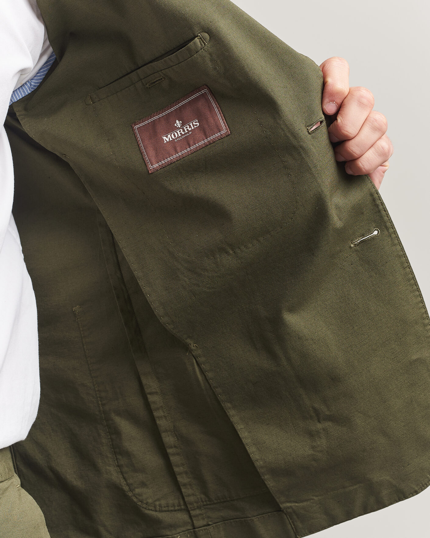 Herr | Kavajer | Morris | Washed Cotton Suit Blazer Olive