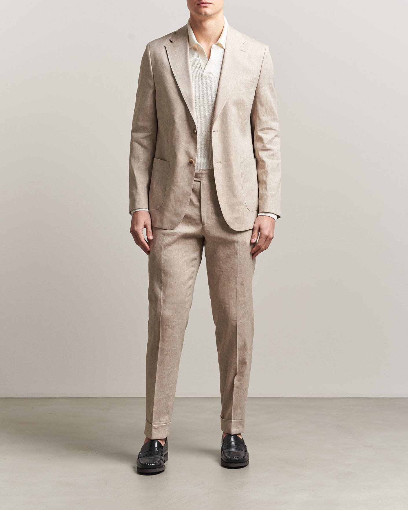 Herr | Byxor | Morris | Jack Linen Trousers Khaki