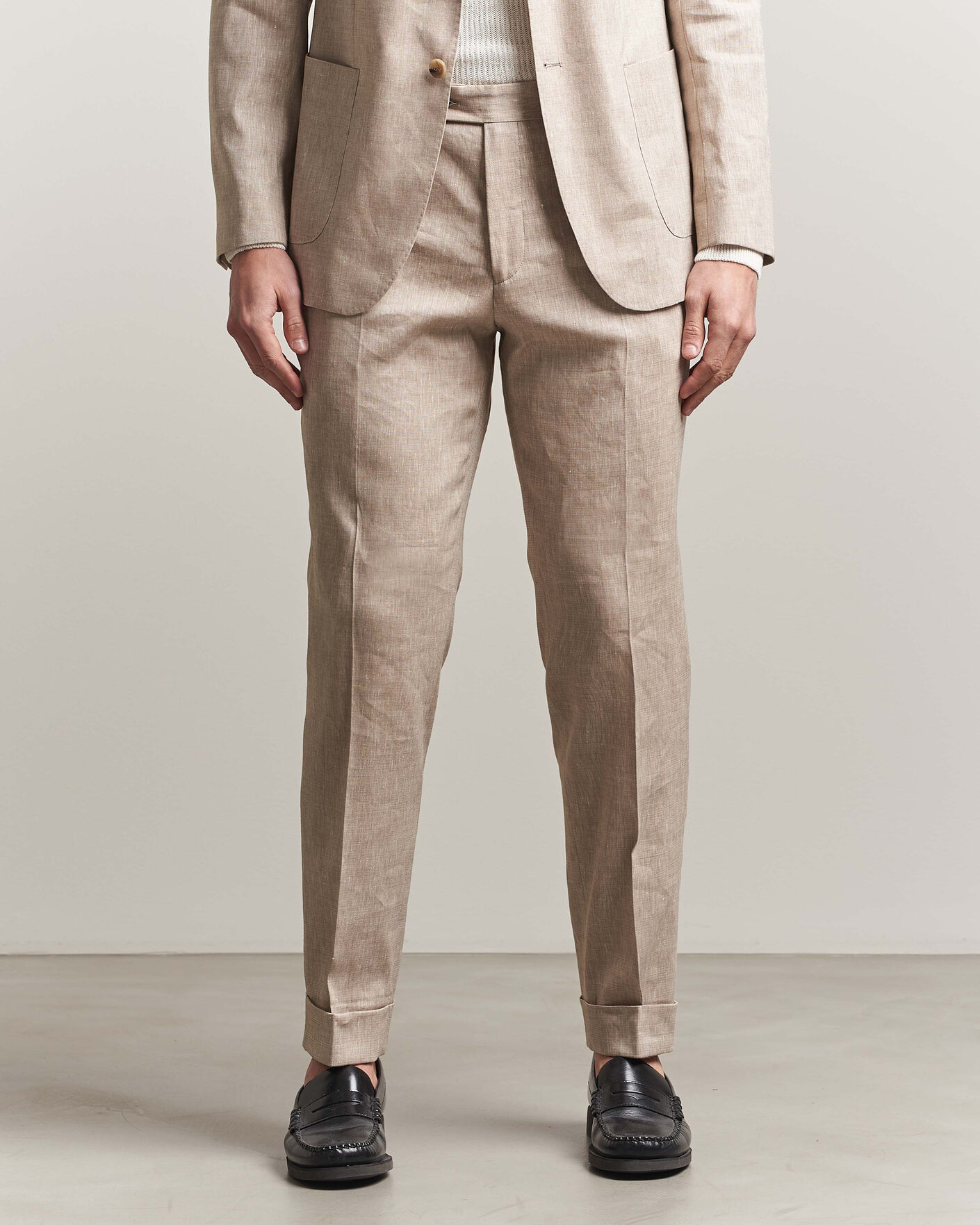Herr | Byxor | Morris | Jack Linen Trousers Khaki