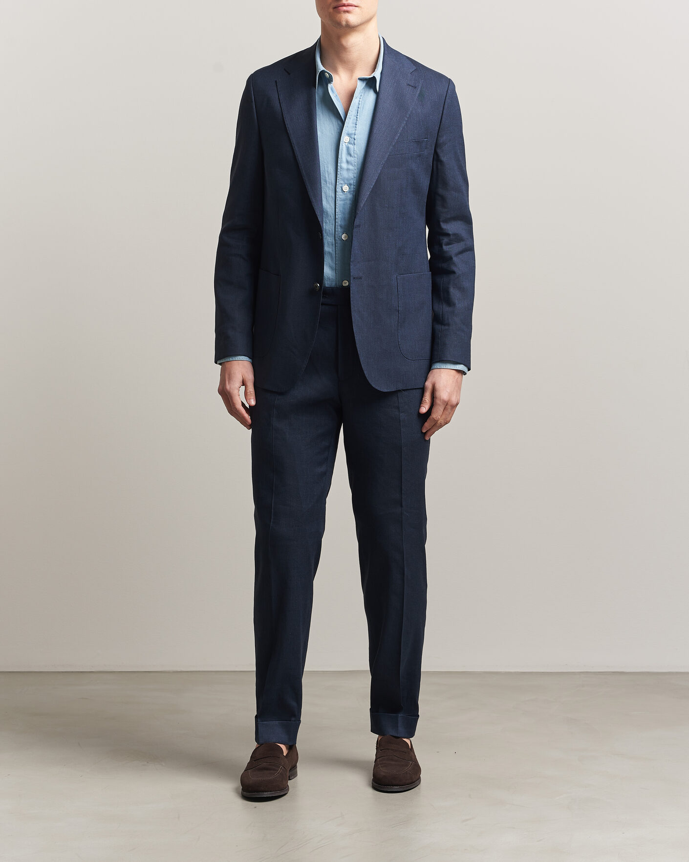 Herr | Byxor | Morris | Jack Linen Trousers Navy