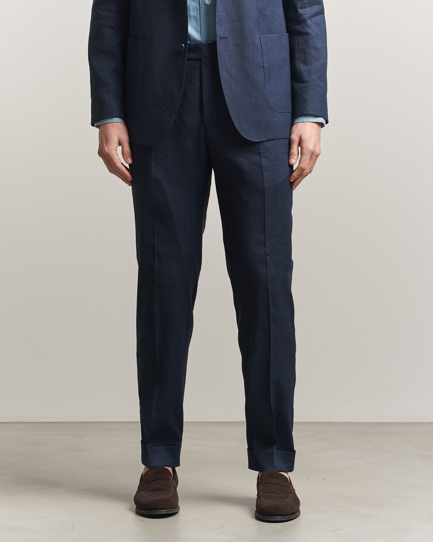 Herr | Byxor | Morris | Jack Linen Trousers Navy