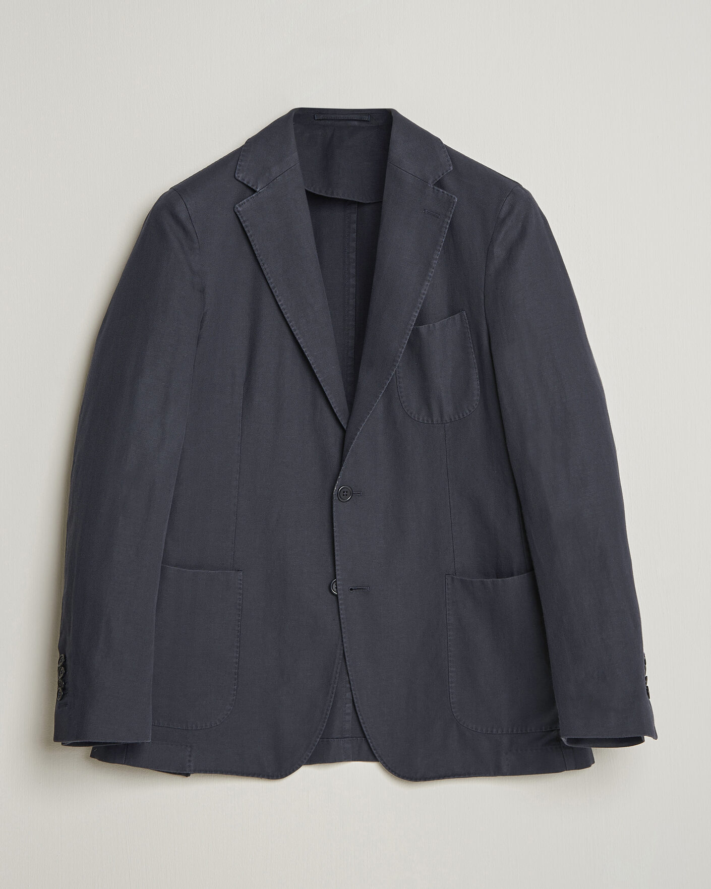Herr | Kavajer | Morris | Washed Cotton Herringbone Blazer Navy