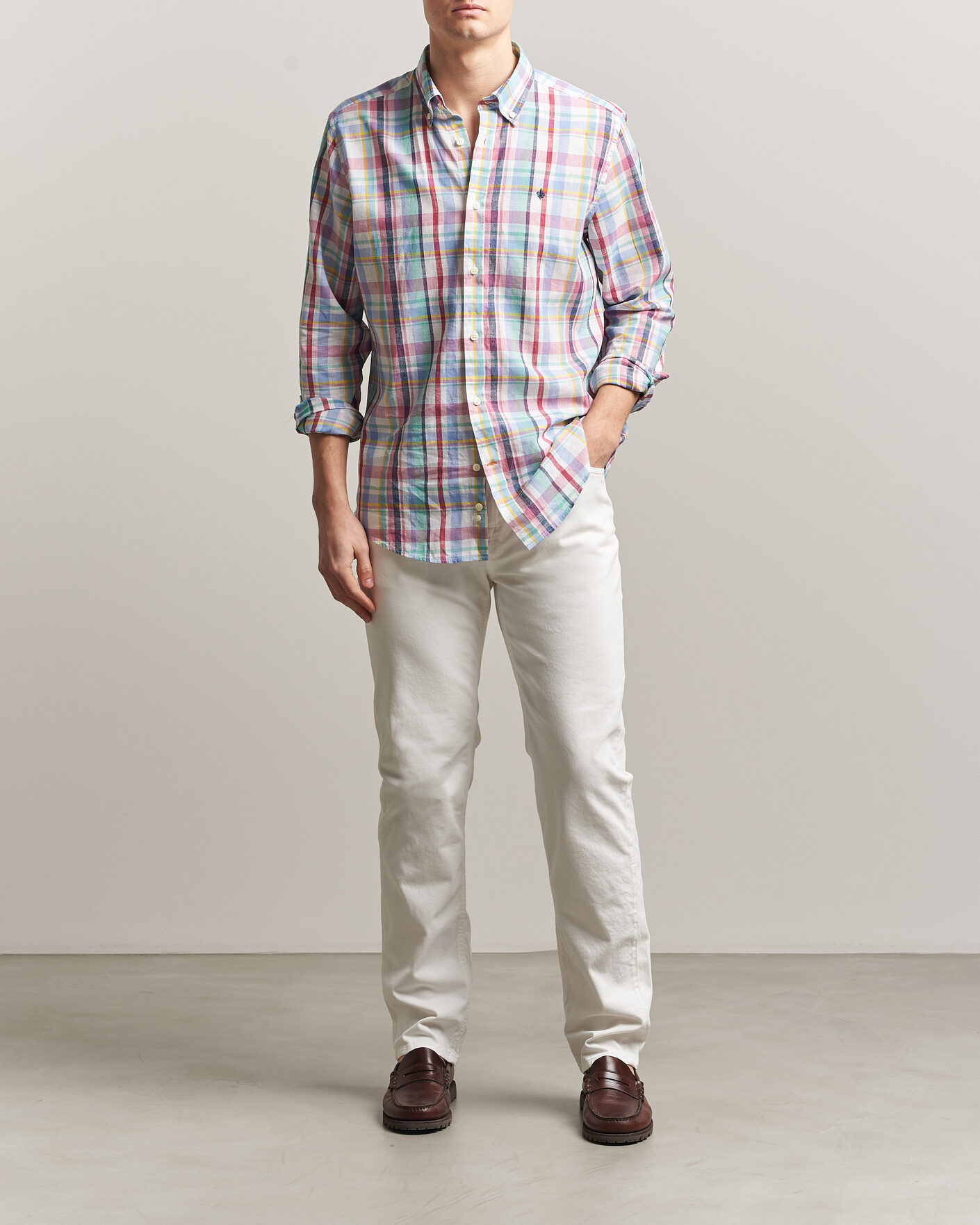 Herr | Byxor | Morris | James Brushed 5-Pocket Jeans Off White