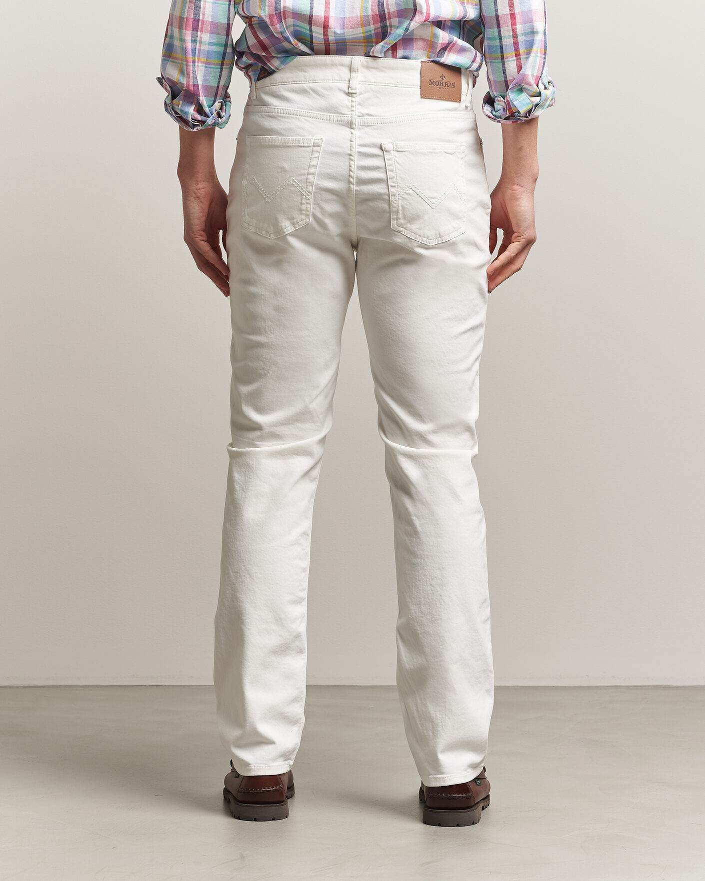 Herr | Byxor | Morris | James Brushed 5-Pocket Jeans Off White