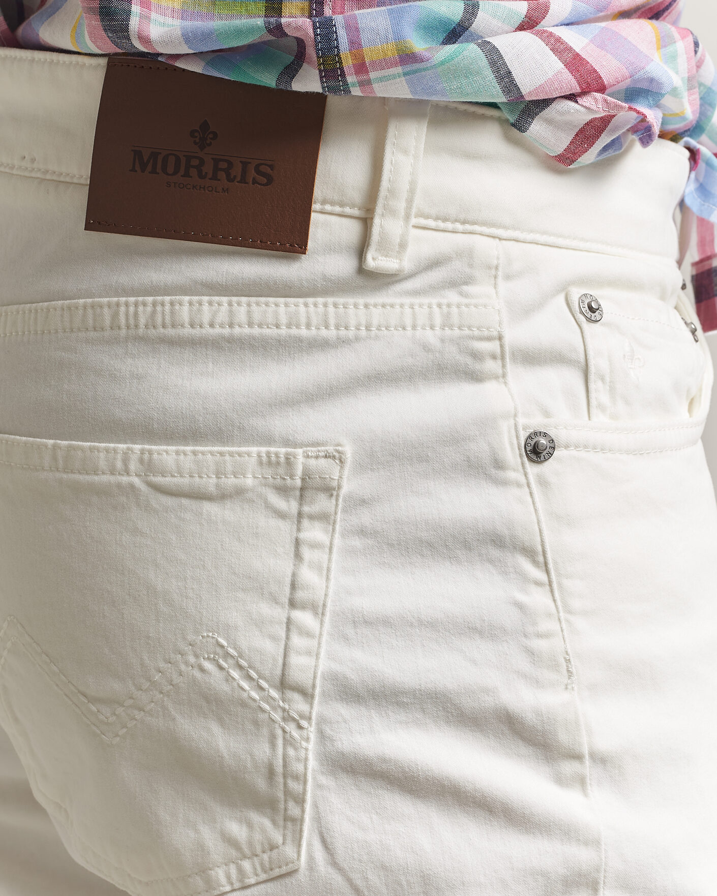 Herr | Byxor | Morris | James Brushed 5-Pocket Jeans Off White