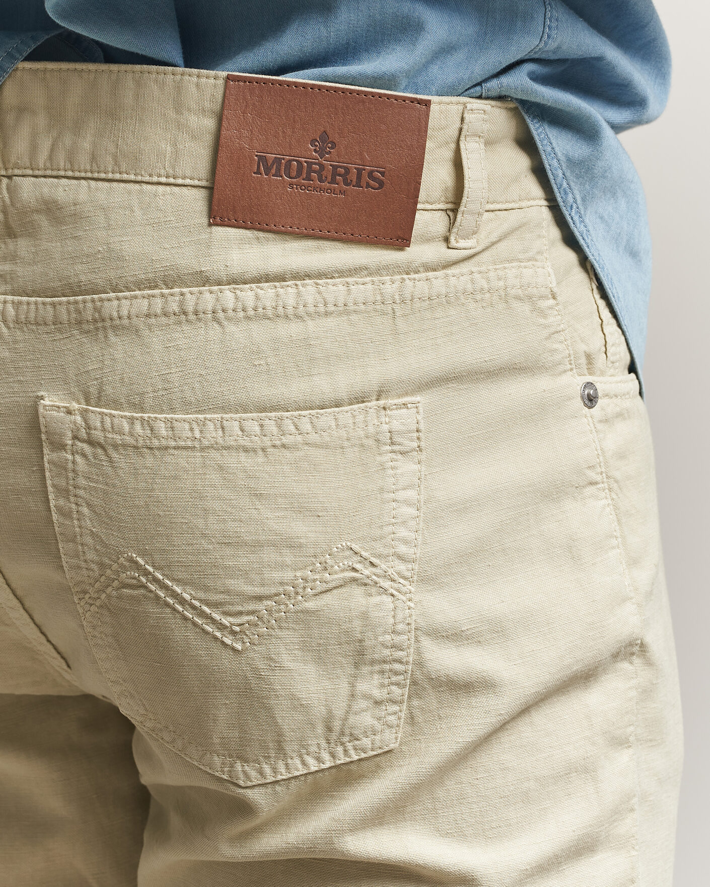 Herr | Byxor | Morris | James Washed Linen 5-Pocket Pants Khaki