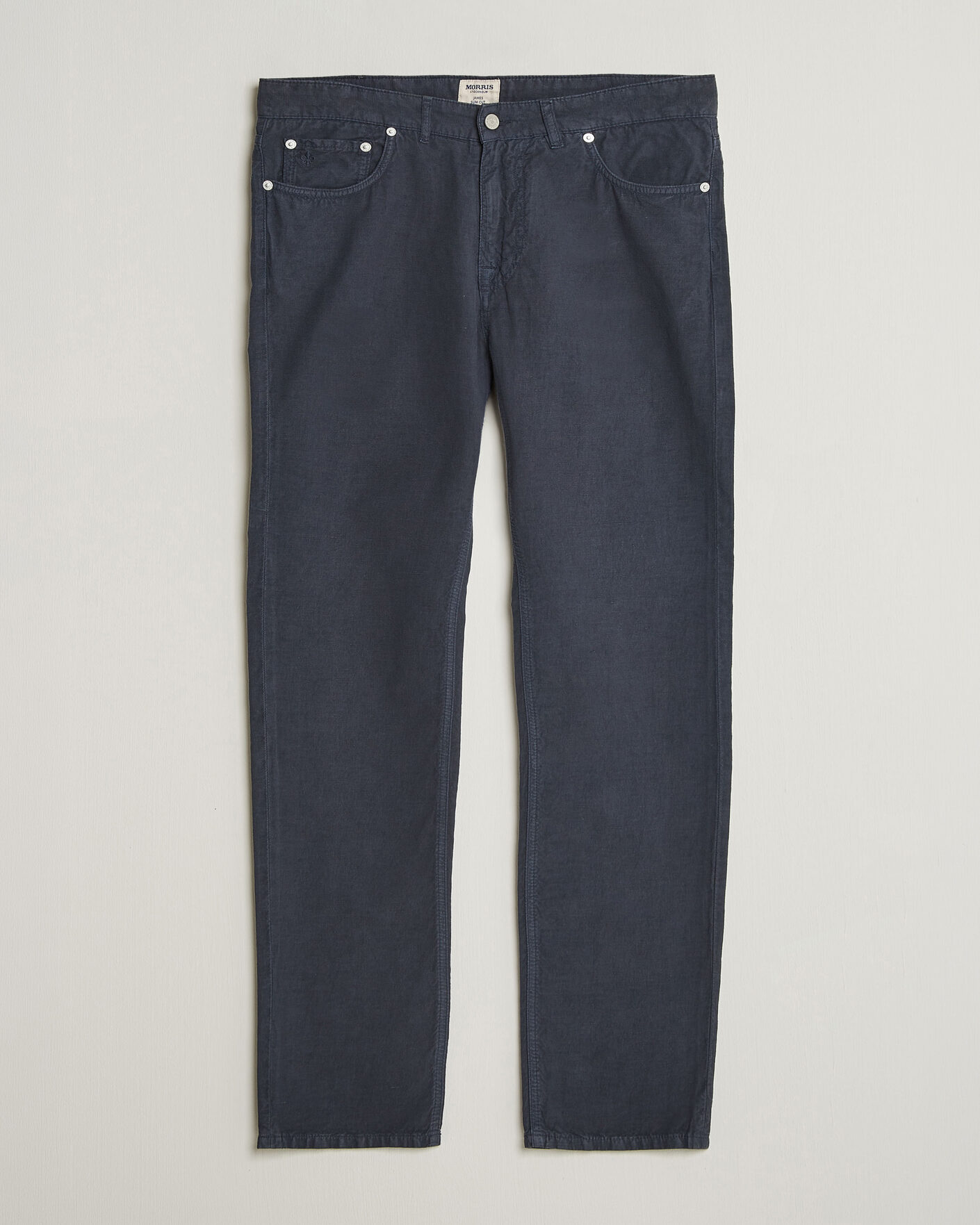 Herr | Byxor | Morris | James Washed Linen 5-Pocket Pants Dark Blue