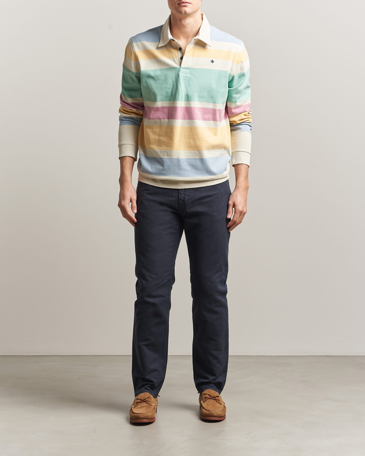 Herr | Byxor | Morris | James Washed Linen 5-Pocket Pants Dark Blue