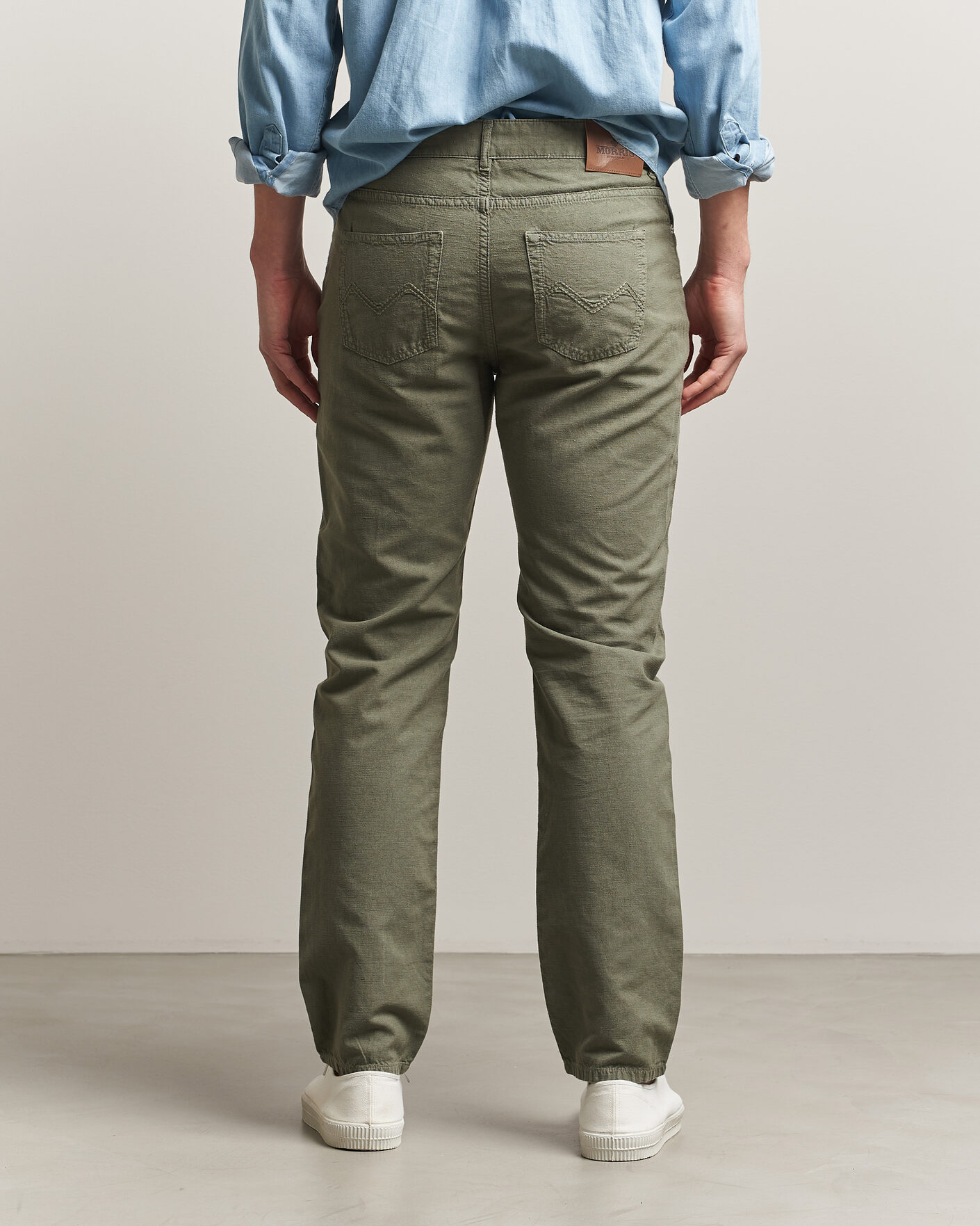 Herr | Byxor | Morris | James Washed Linen 5-Pocket Pants Olive