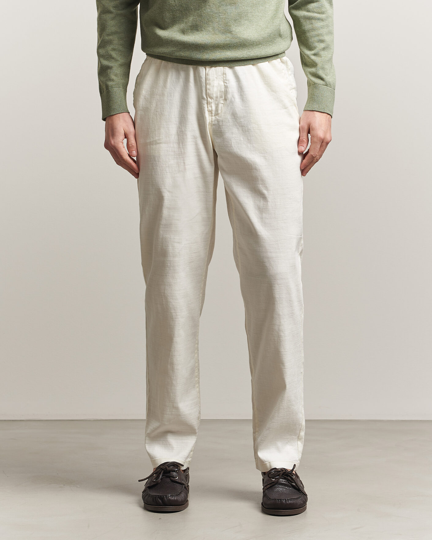 Herr | Byxor | Morris | Fenix Linen Trousers Off White