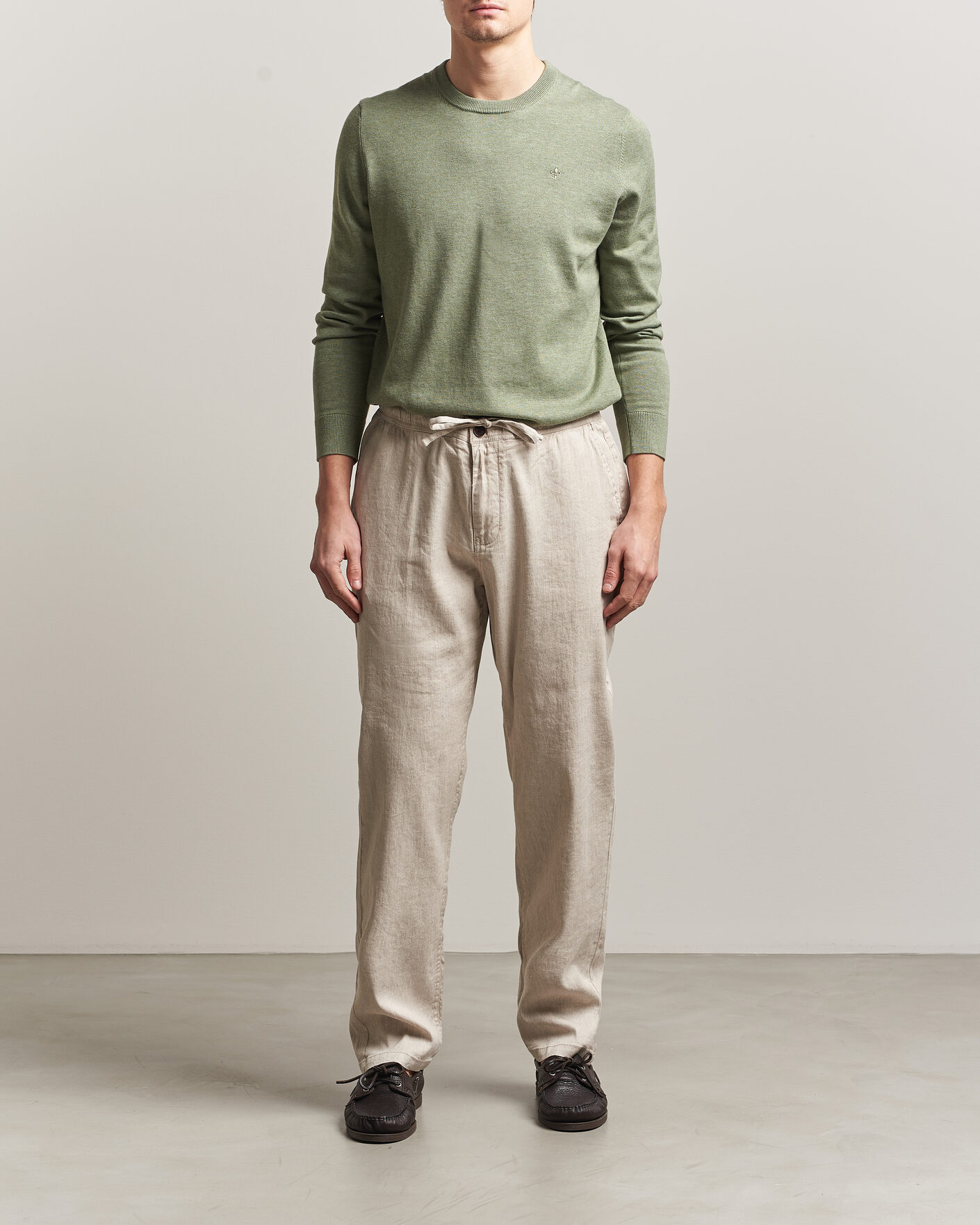 Herr | Byxor | Morris | Fenix Linen Trousers Khaki