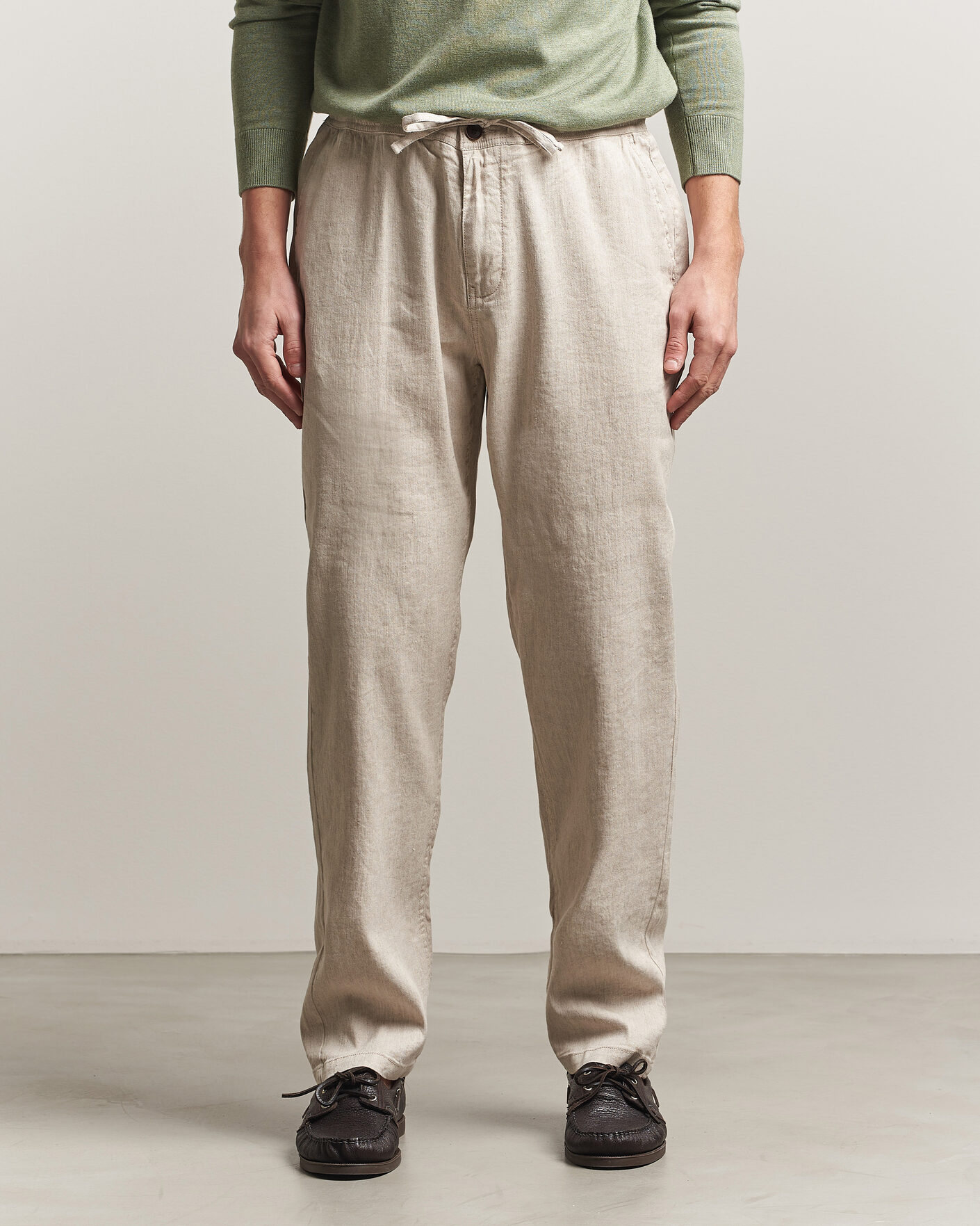 Herr | Byxor | Morris | Fenix Linen Trousers Khaki