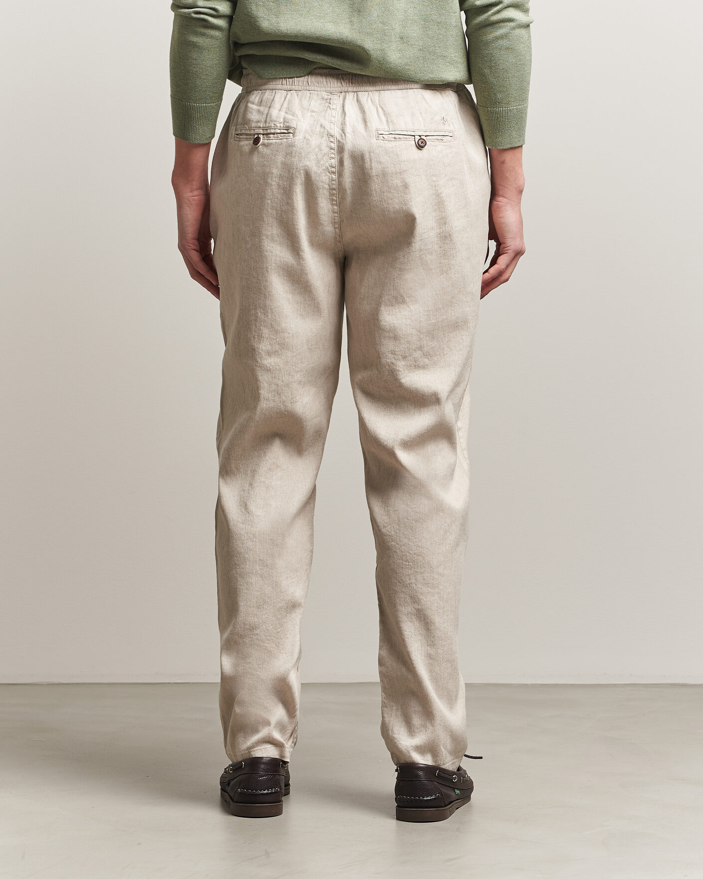 Herr | Byxor | Morris | Fenix Linen Trousers Khaki