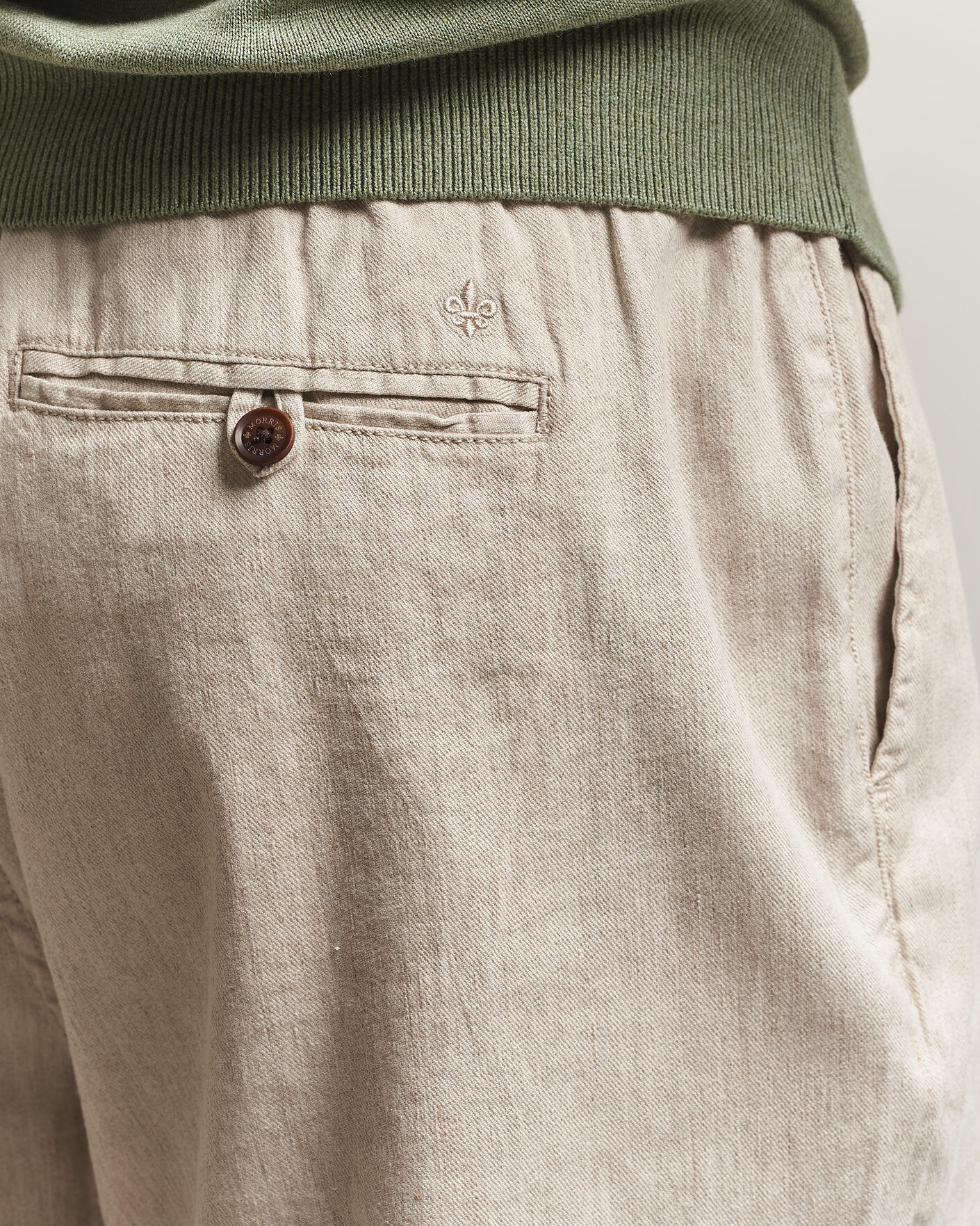 Herr | Byxor | Morris | Fenix Linen Trousers Khaki
