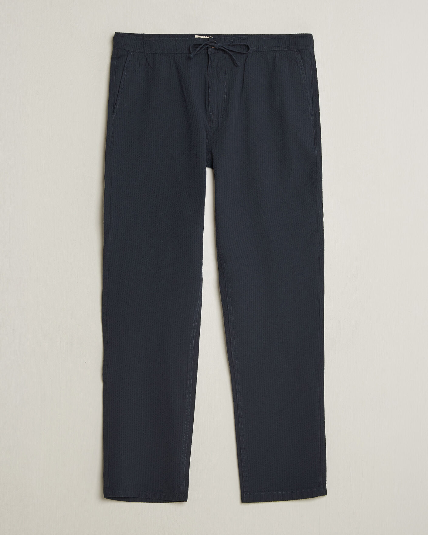 Herr | Byxor | Morris | Fenix Seersucker Trousers Dark Blue