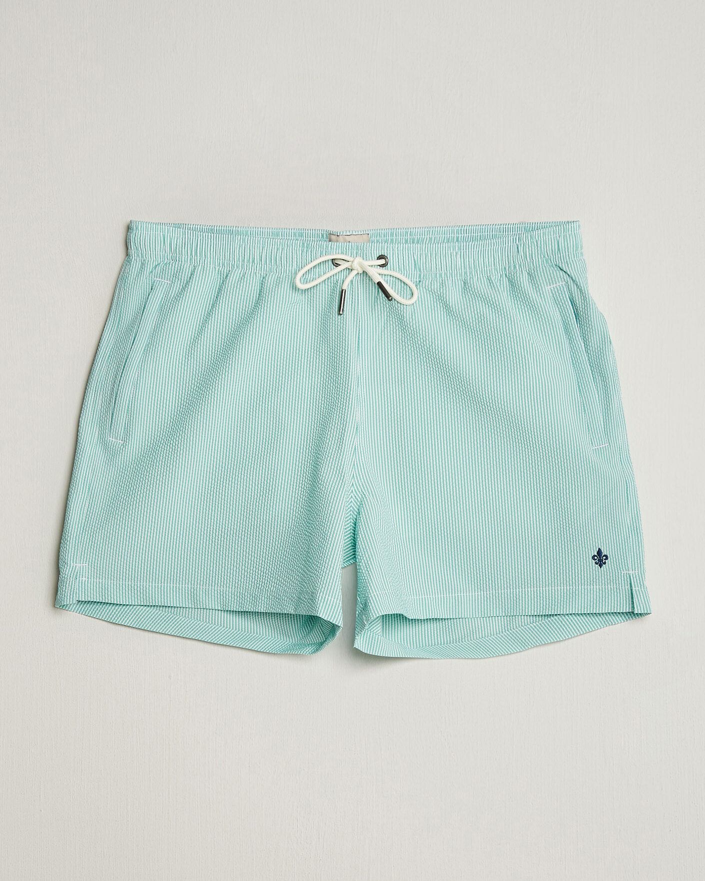 Herr | Badbyxor | Morris | Seersucker Bathing Trunks Green