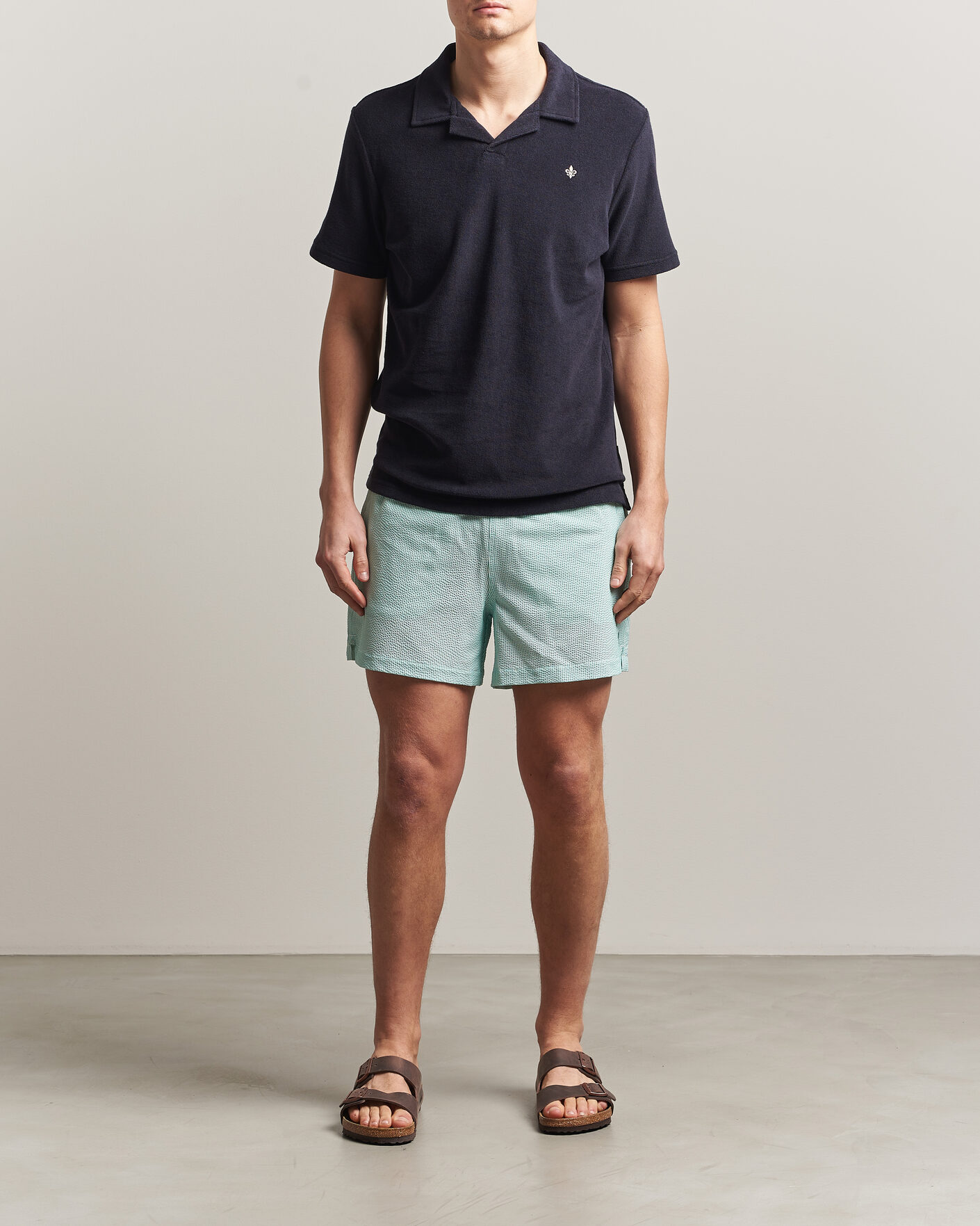 Herr | Badbyxor | Morris | Seersucker Bathing Trunks Green
