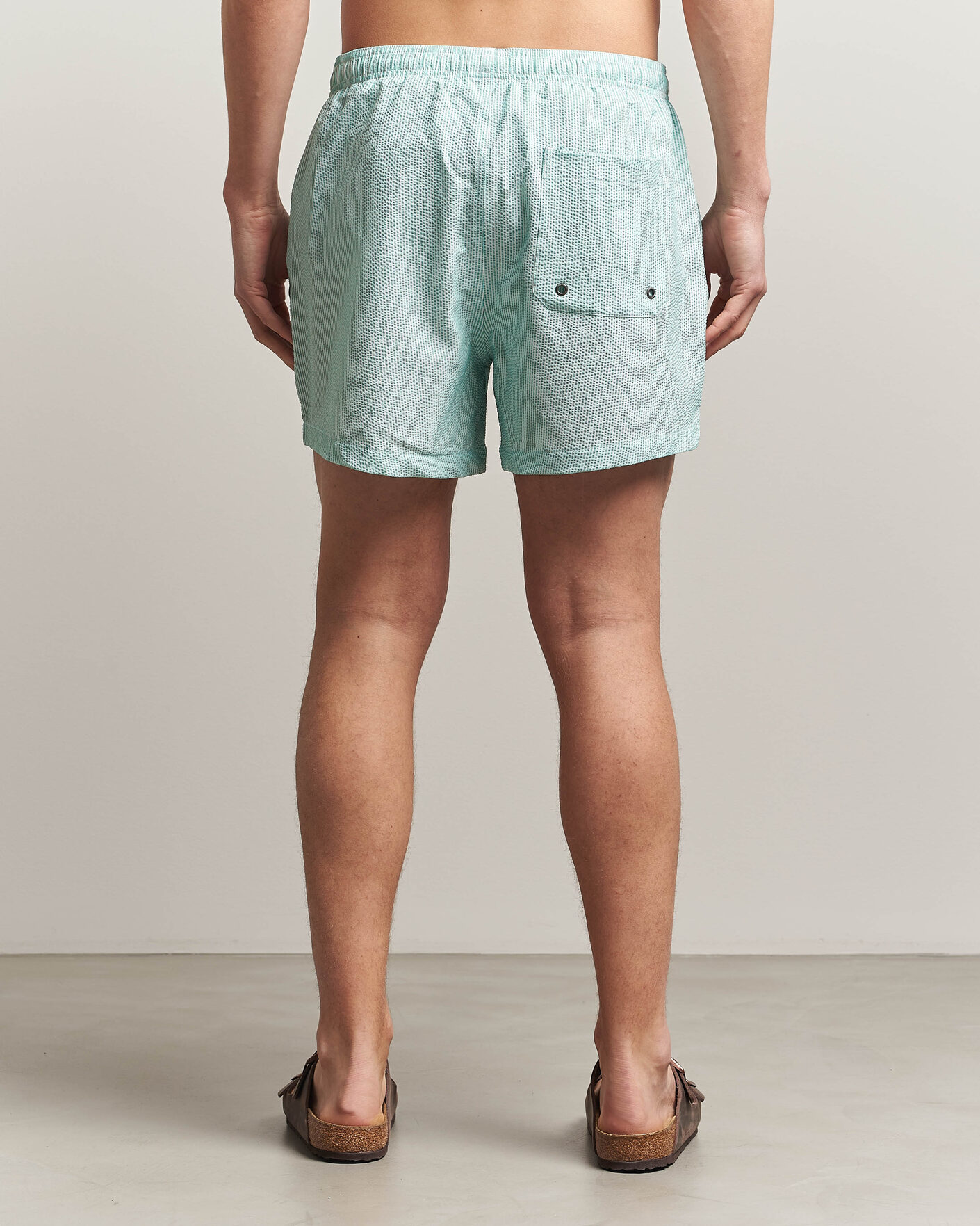 Herr | Badbyxor | Morris | Seersucker Bathing Trunks Green