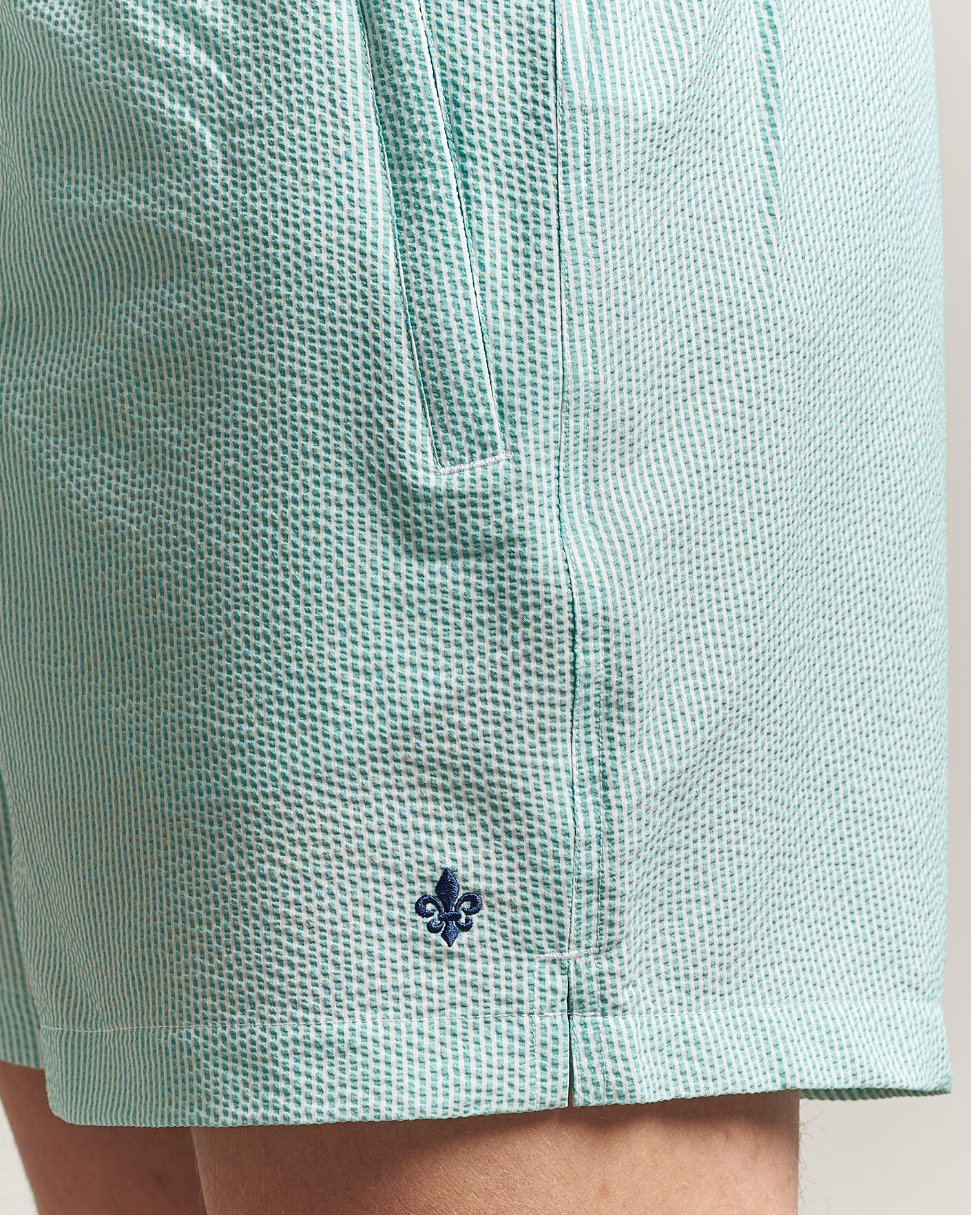 Herr | Badbyxor | Morris | Seersucker Bathing Trunks Green