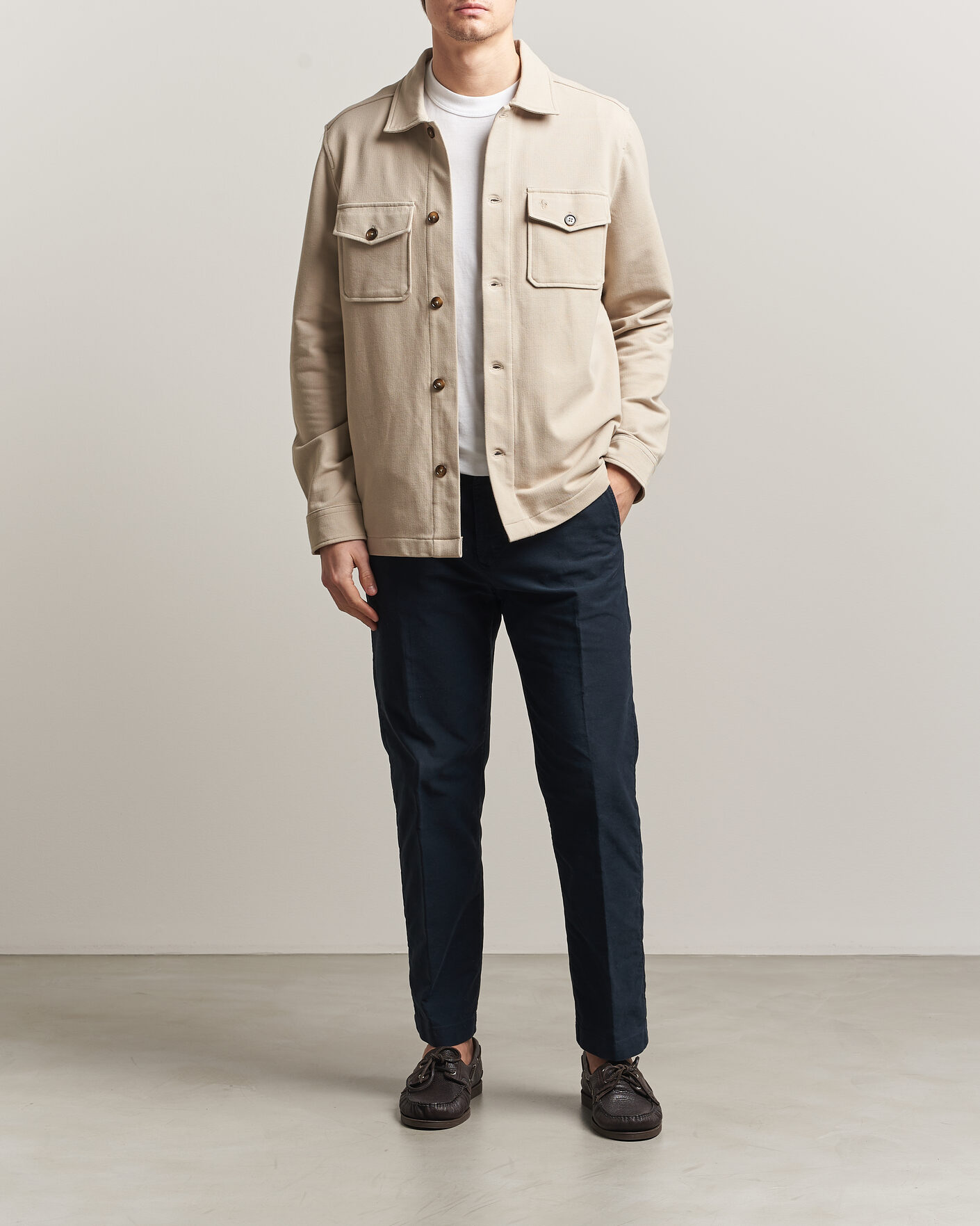 Herr | Skjortor | Morris | Andrew Jersey Overshirt Khaki