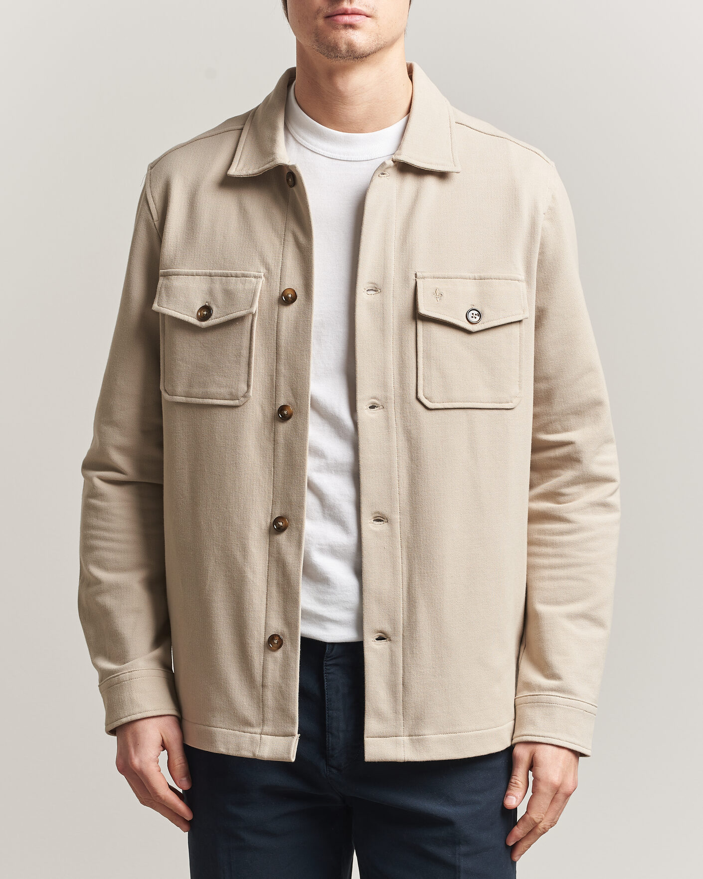 Herr | Skjortor | Morris | Andrew Jersey Overshirt Khaki