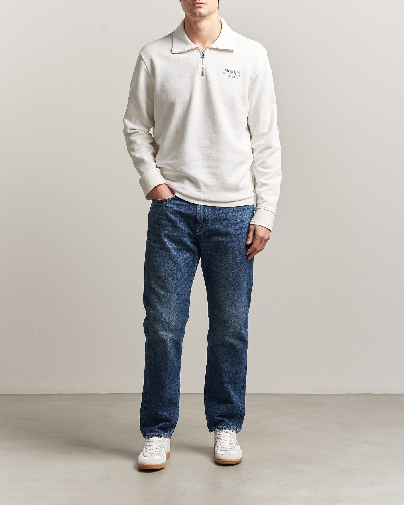 Herr | Tröjor | Morris | Northcott Slub Half-Zip White