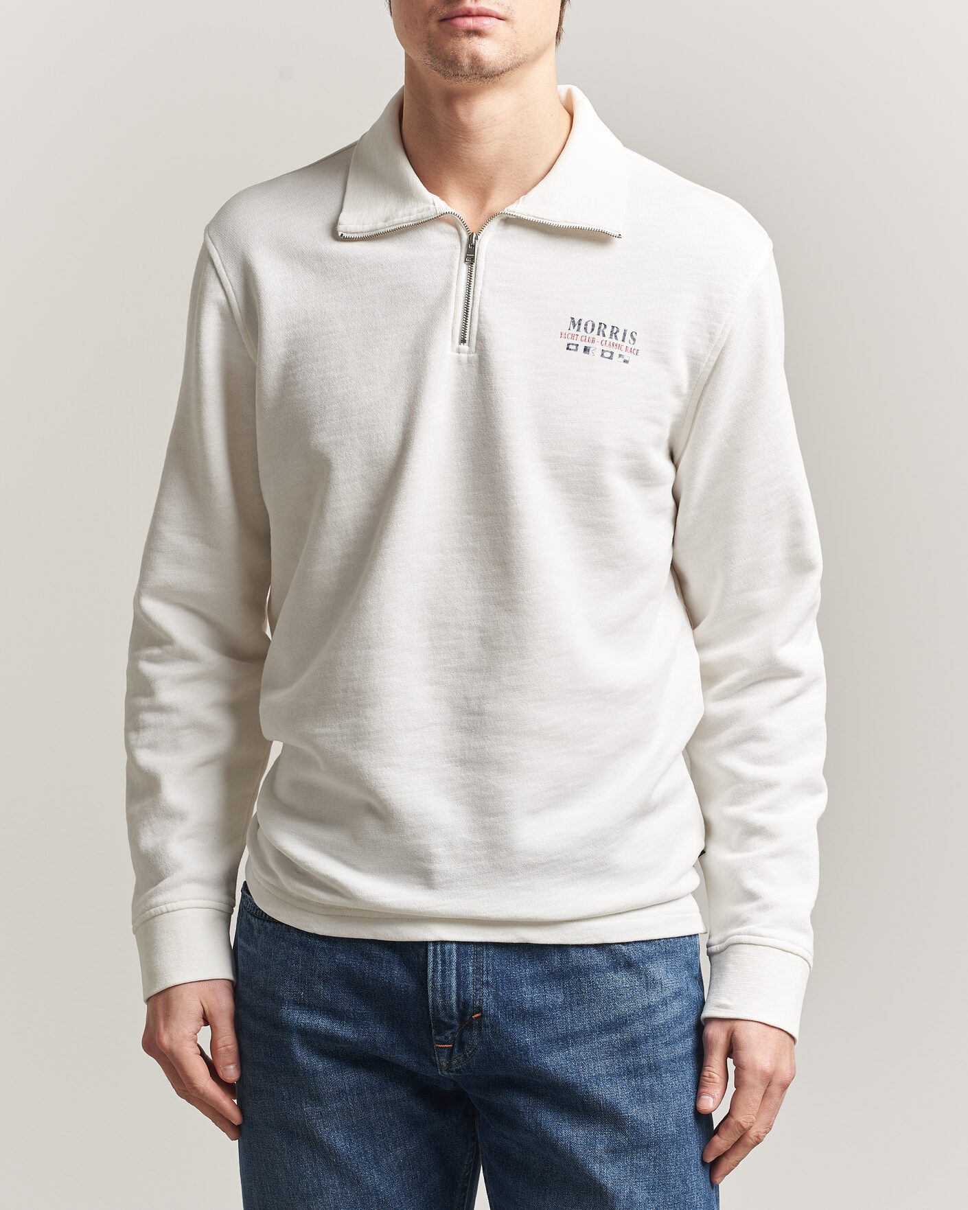 Herr | Tröjor | Morris | Northcott Slub Half-Zip White