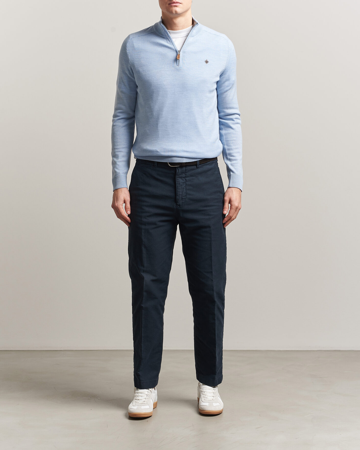 Herr | Tröjor | Morris | John Merino Half-Zip Light Blue
