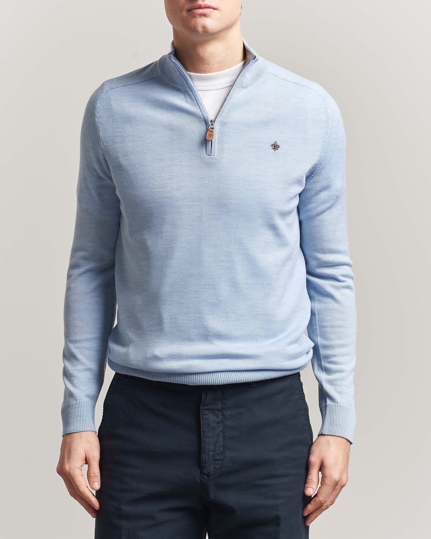 Herr | Tröjor | Morris | John Merino Half-Zip Light Blue