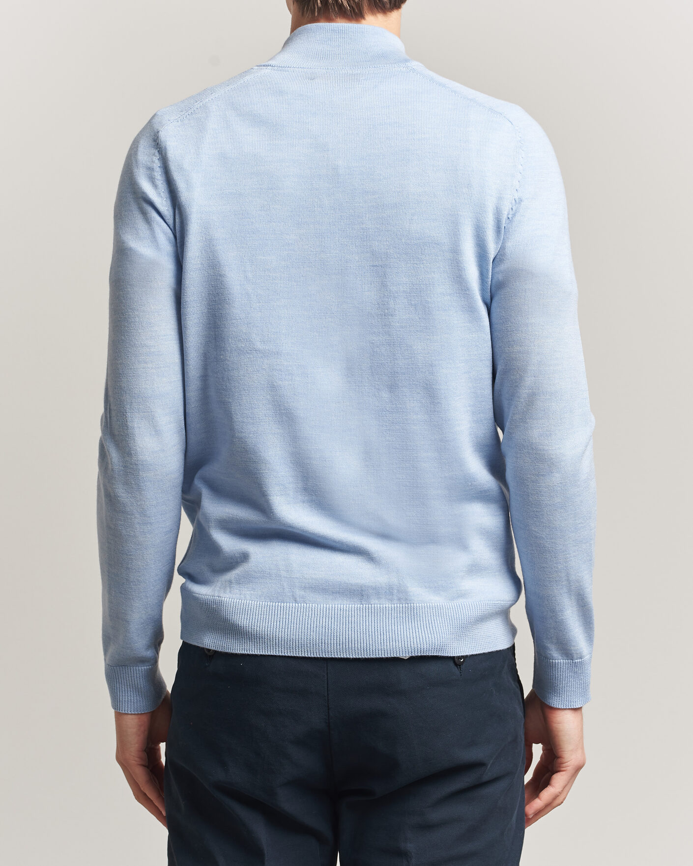 Herr | Tröjor | Morris | John Merino Half-Zip Light Blue