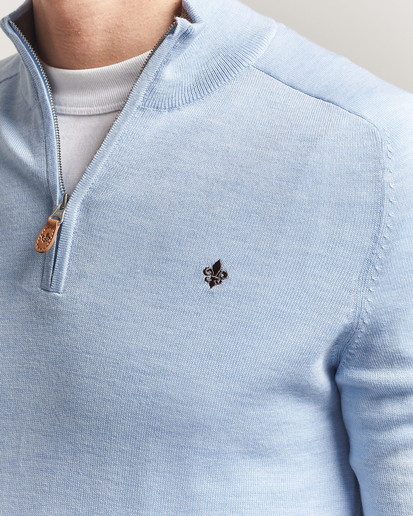 Herr | Tröjor | Morris | John Merino Half-Zip Light Blue
