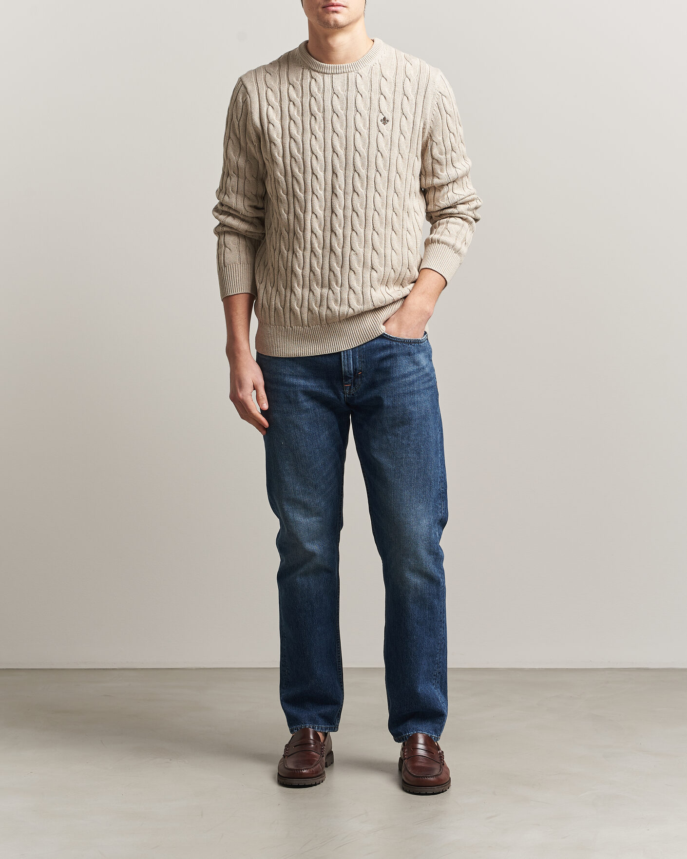 Herr | Tröjor | Morris | Ethan Cable Oneck Khaki