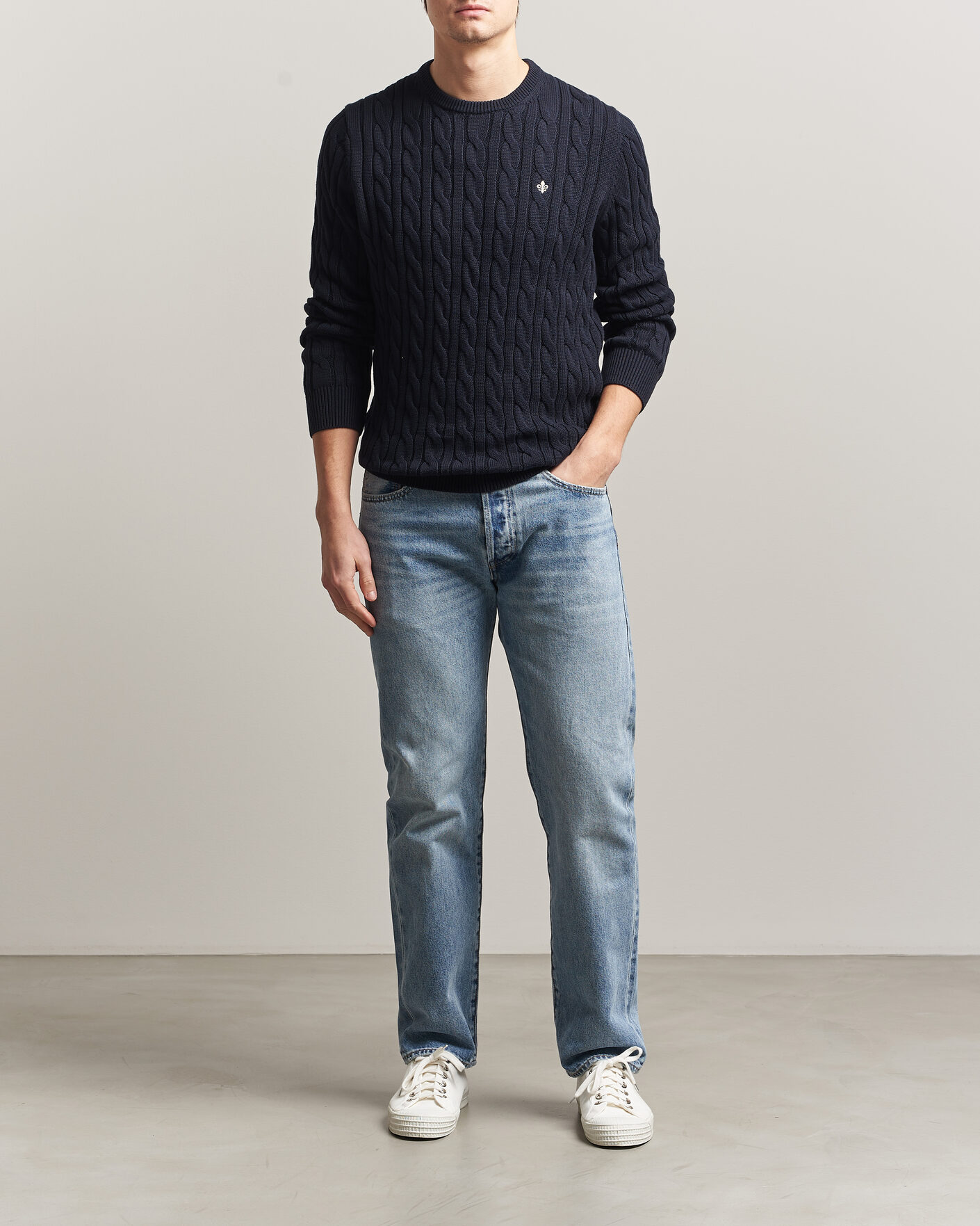 Herr | Tröjor | Morris | Ethan Cable Oneck Navy