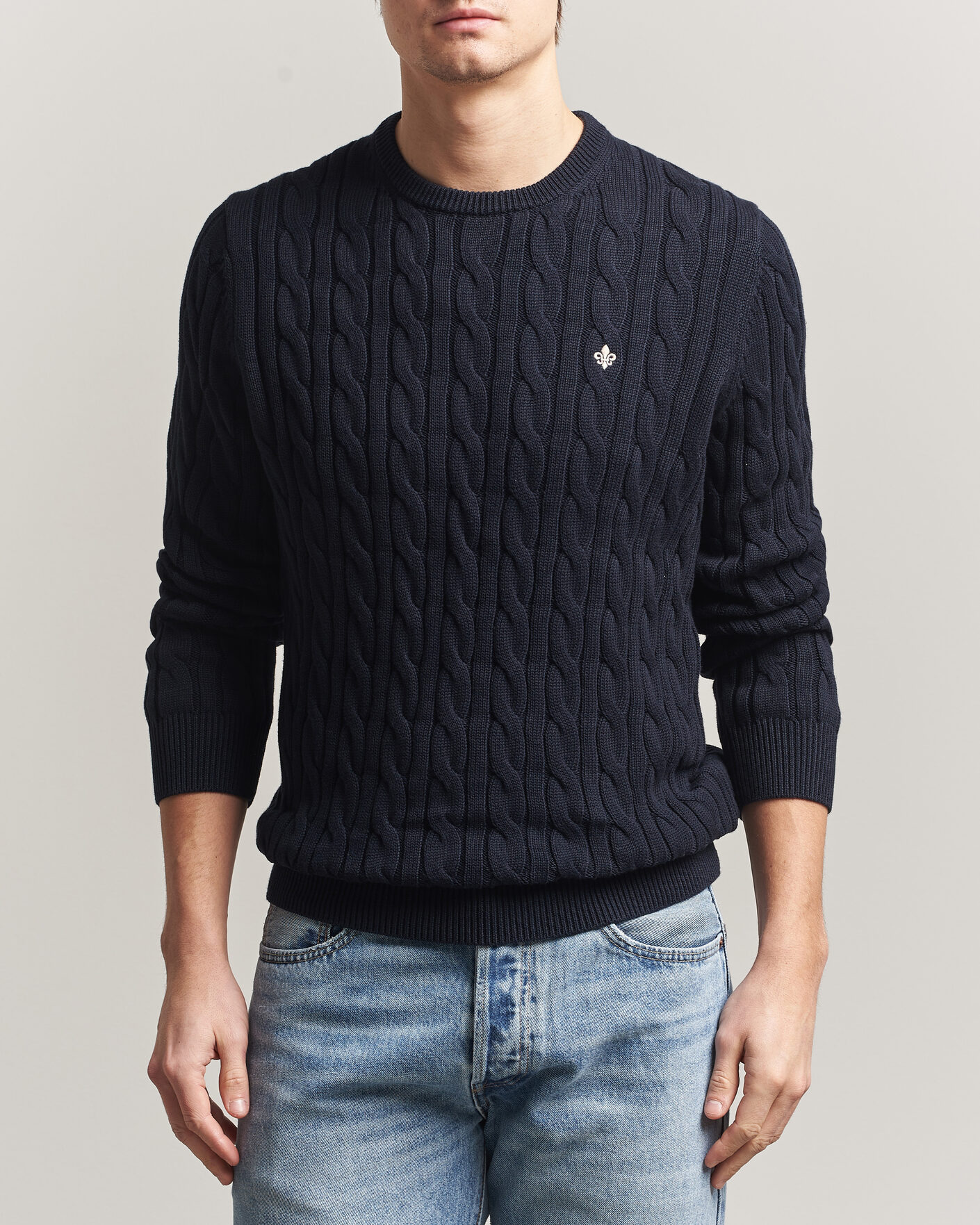 Herr | Tröjor | Morris | Ethan Cable Oneck Navy