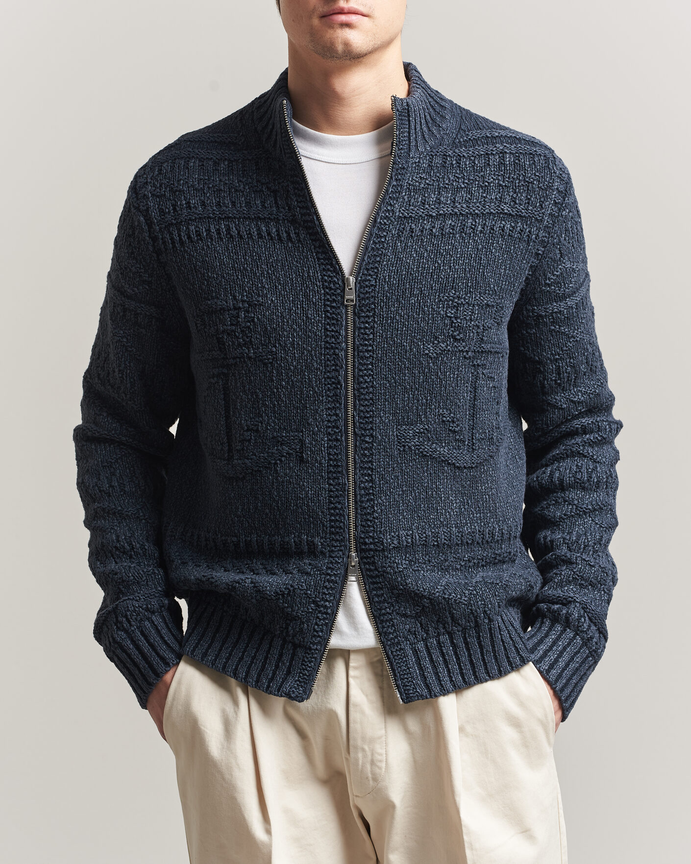 Herr | Tröjor | Morris | Chatham Knitted Jacket Navy