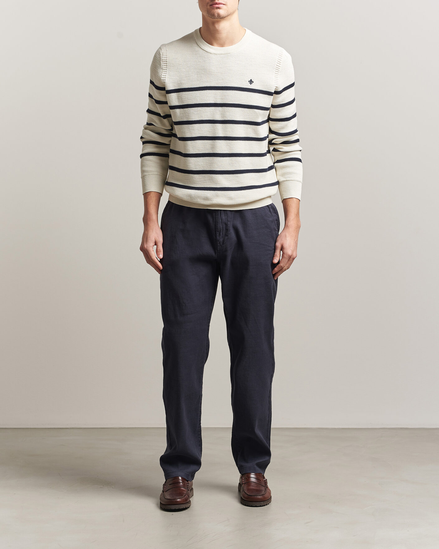 Herr | Tröjor | Morris | Benedict Stripe Oneck Off White