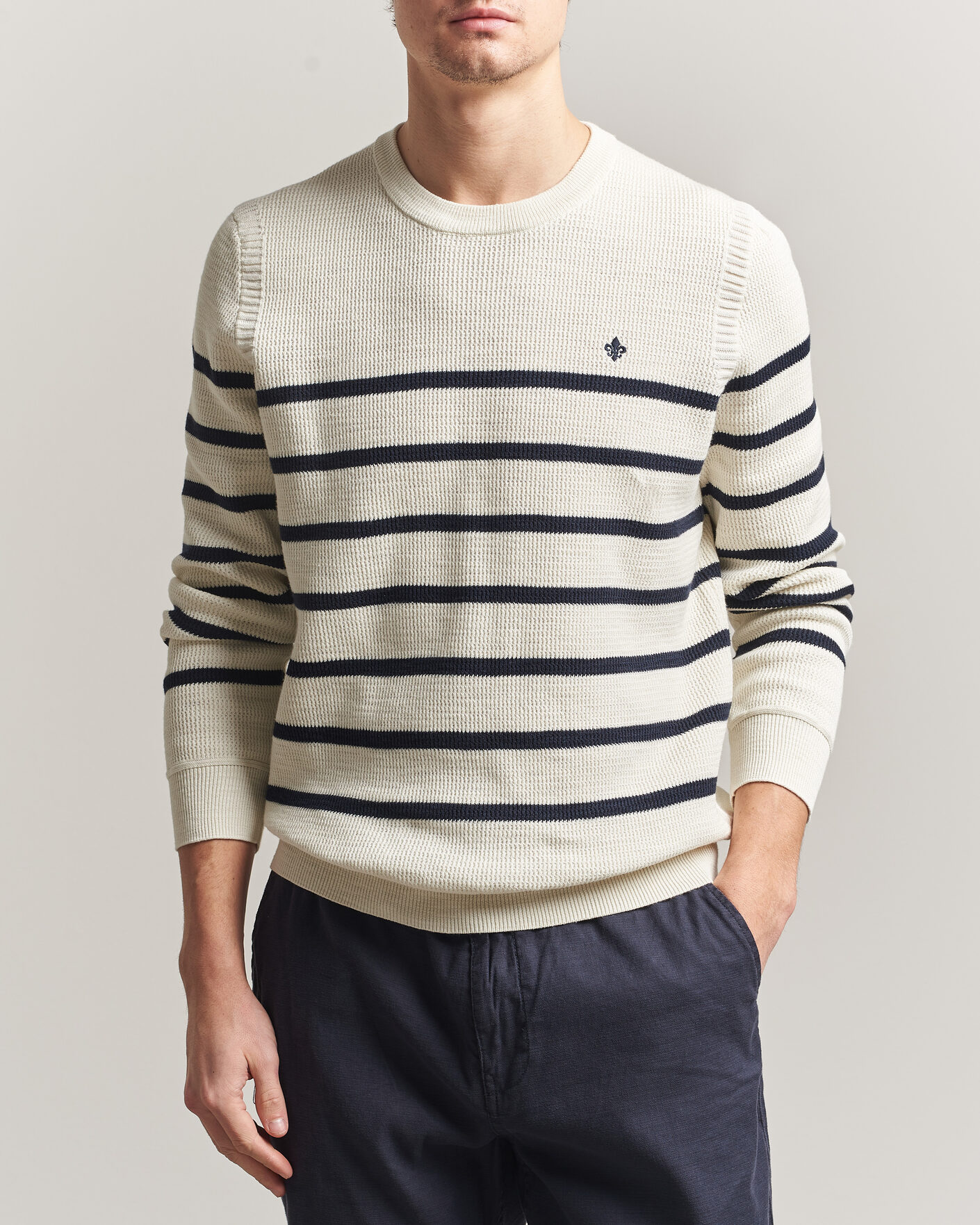 Herr | Tröjor | Morris | Benedict Stripe Oneck Off White