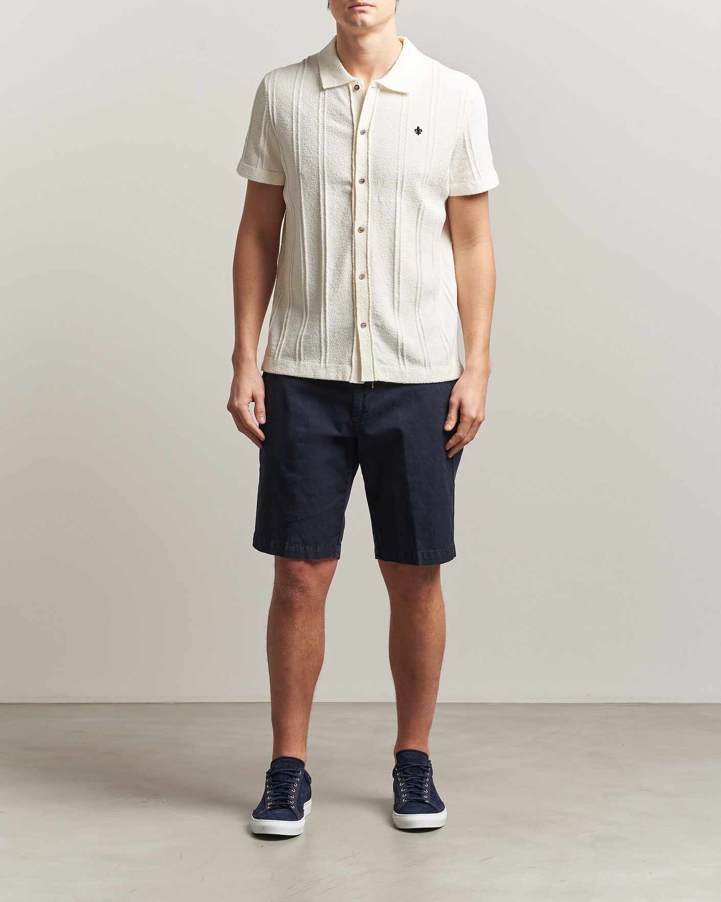 Herr | Skjortor | Morris | Clayton Knitted Short Sleeve Shirt Off White