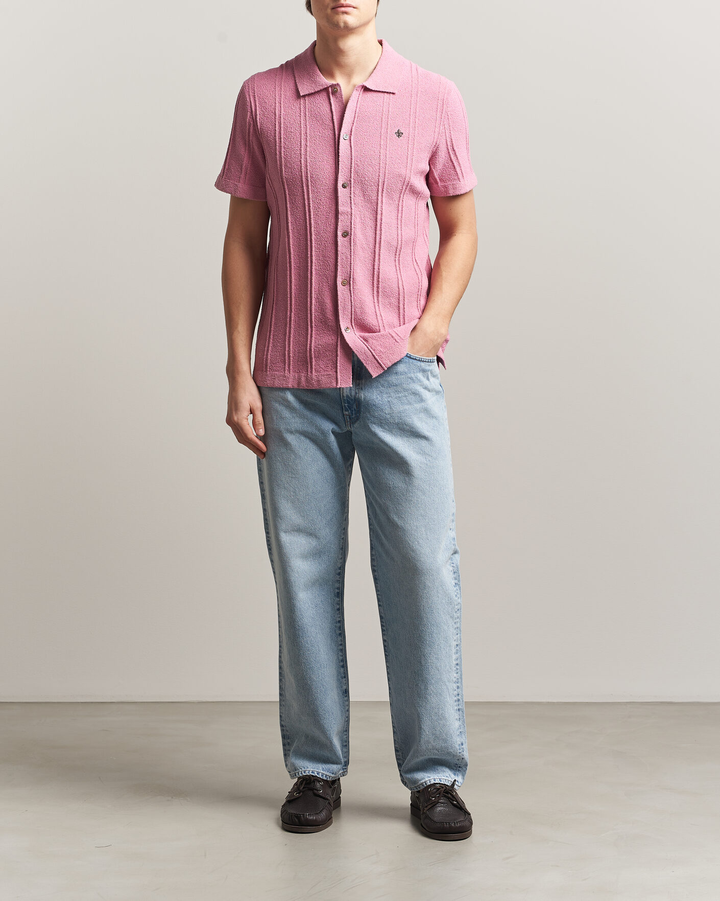 Herr | Skjortor | Morris | Clayton Knitted Short Sleeve Shirt Pink