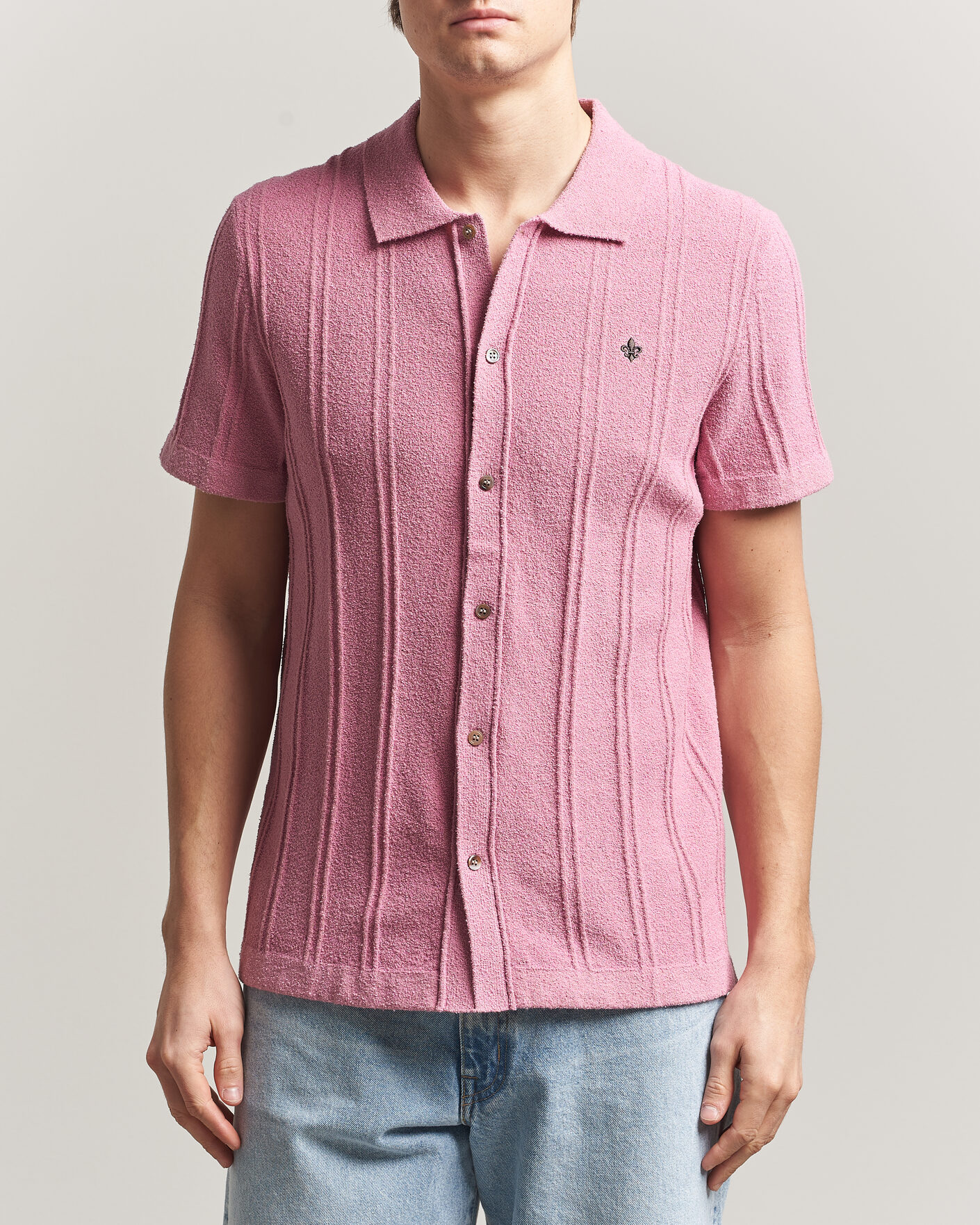 Herr | Skjortor | Morris | Clayton Knitted Short Sleeve Shirt Pink