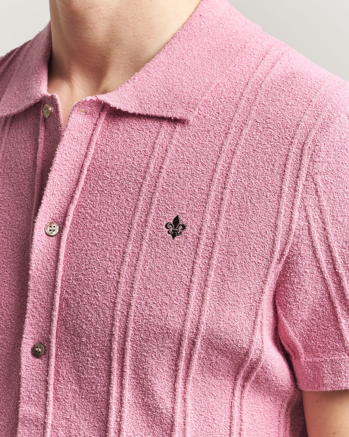 Herr | Skjortor | Morris | Clayton Knitted Short Sleeve Shirt Pink