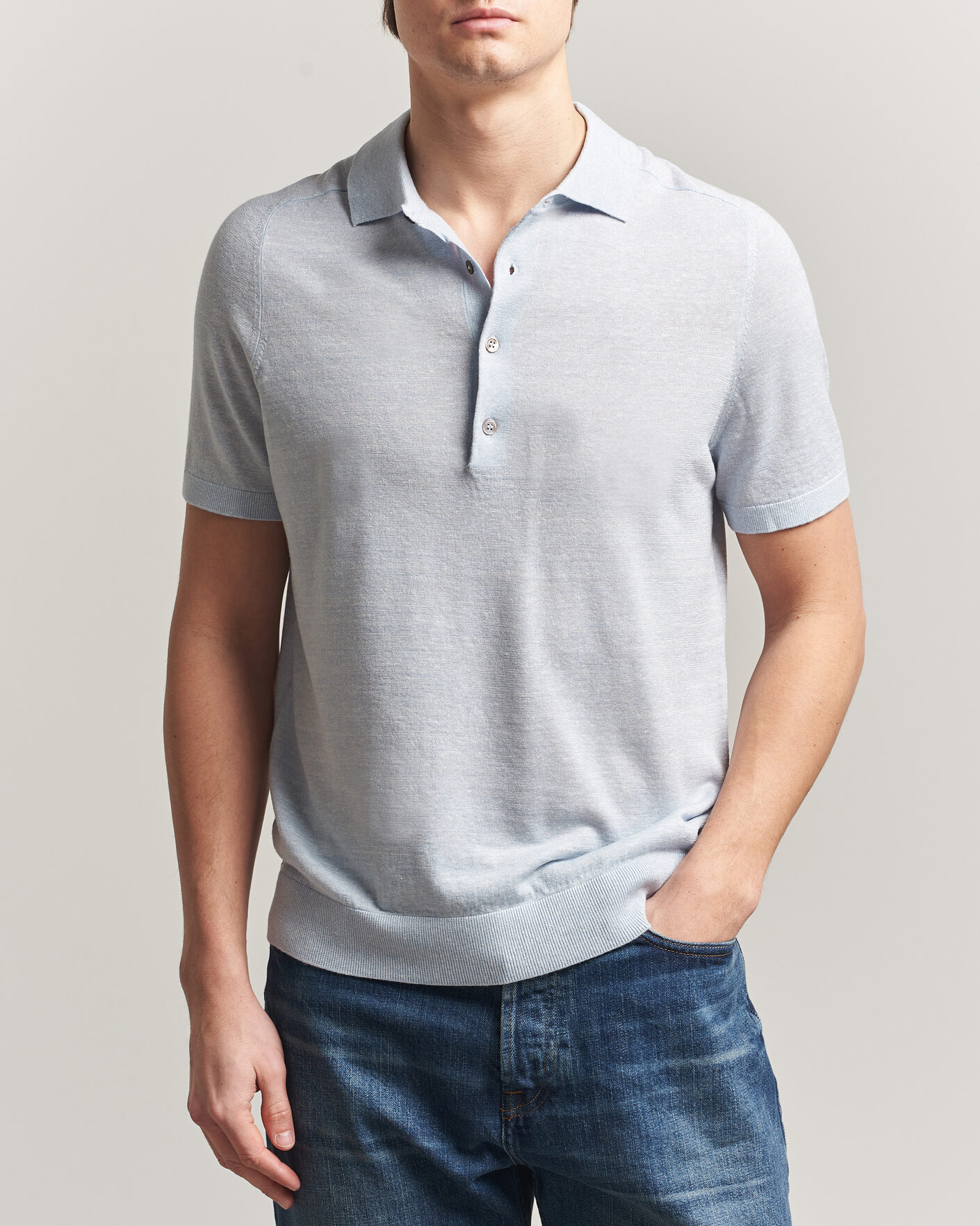 Herr | Pikéer | Morris | Colin Short Sleeve Polo Shirt Light Blue