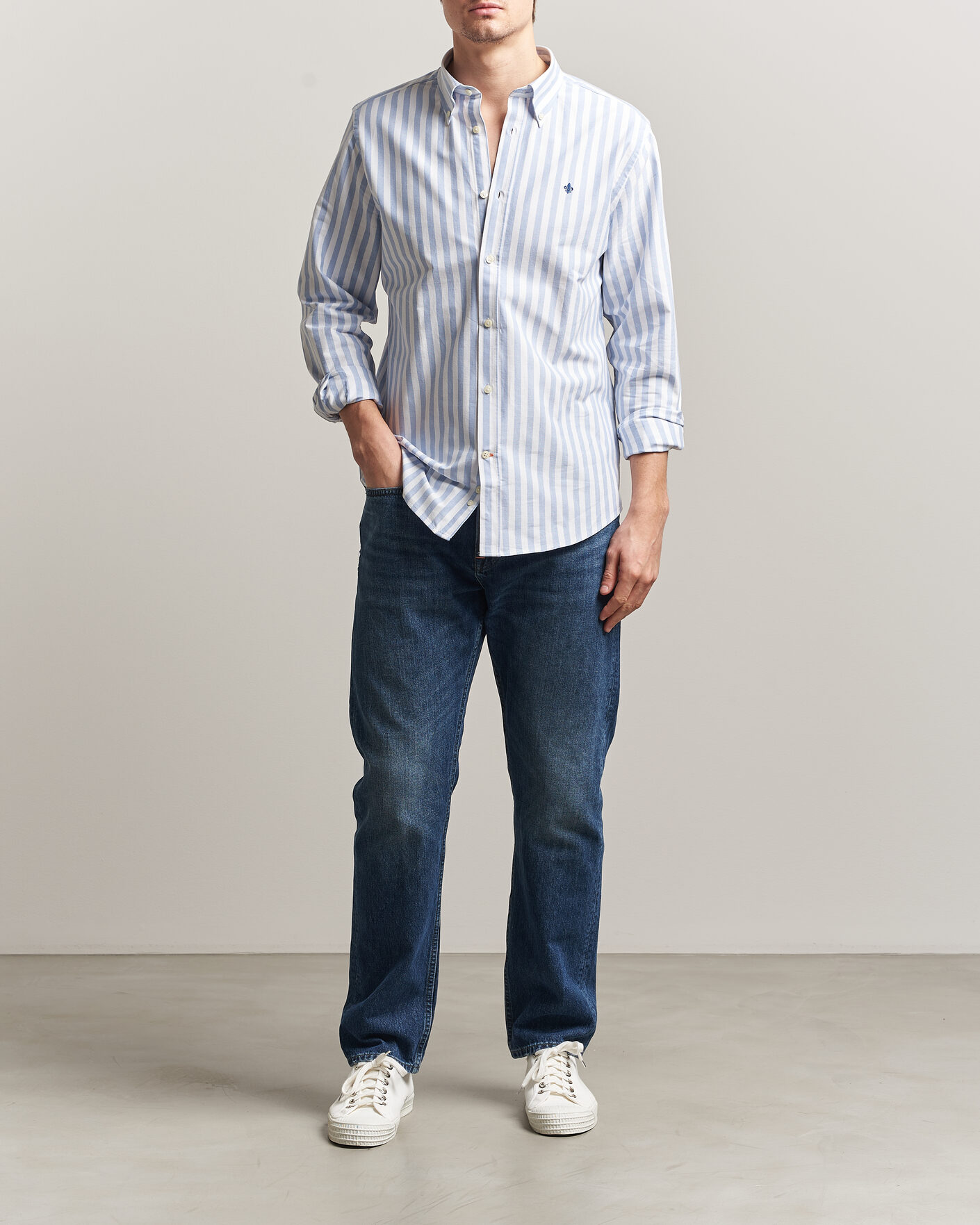 Herr | Skjortor | Morris | Douglas Striped Oxford Shirt Light Blue