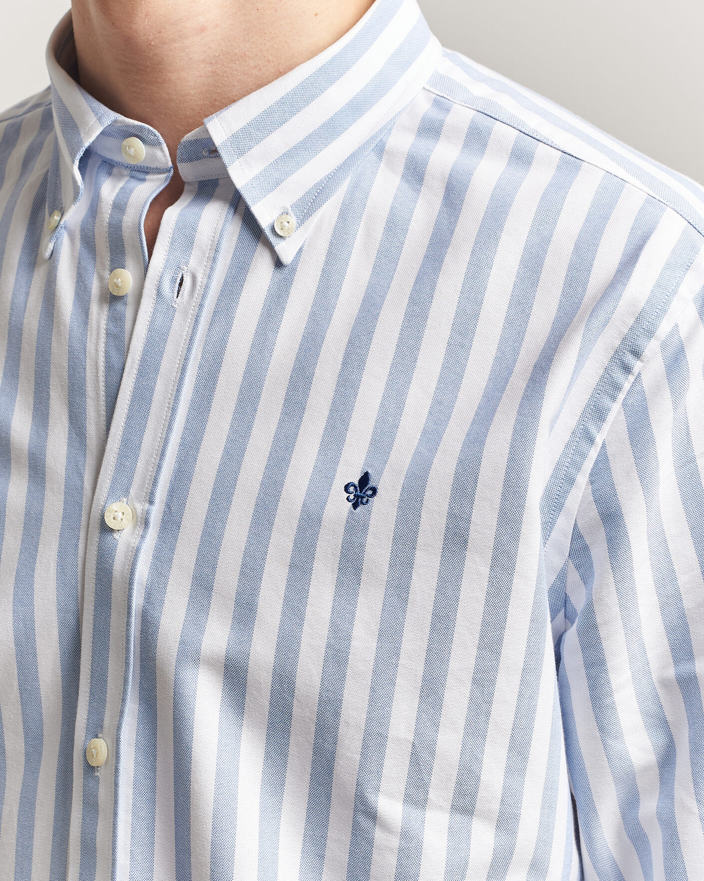 Herr | Skjortor | Morris | Douglas Striped Oxford Shirt Light Blue