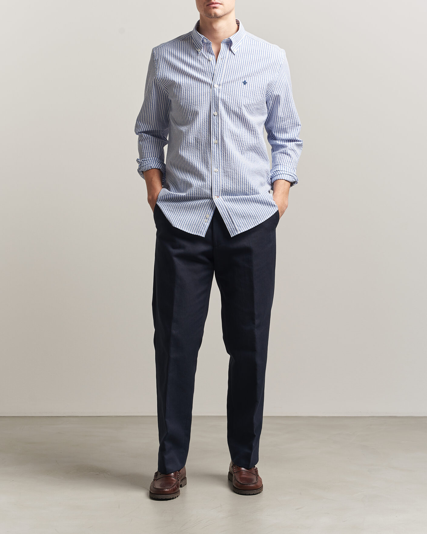 Herr | Skjortor | Morris | Seersucker Shirt Blue